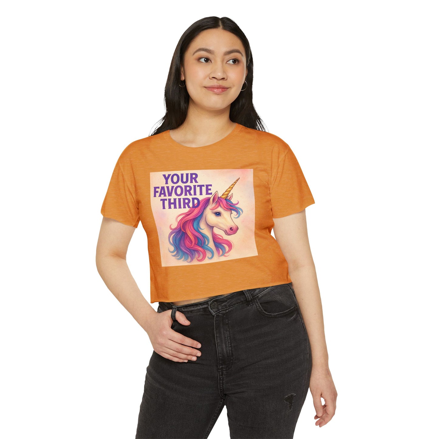 Your Favorite Third Crop Top β Funny Unicorn Poly Pride Womens Crop Top, Queer Whimsical Festival Shirt