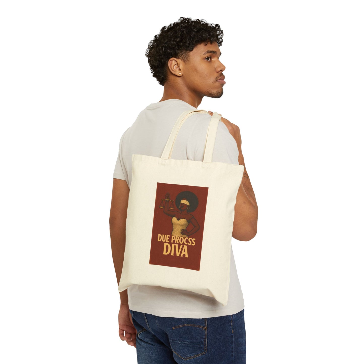 Due Process Diva - Empowerment Canvas Tote Bag | Eco-Friendly Shopping Bag, Inspirational Gift, Artist Tote, Quirky Gift, Everyday Use, Statement Bag