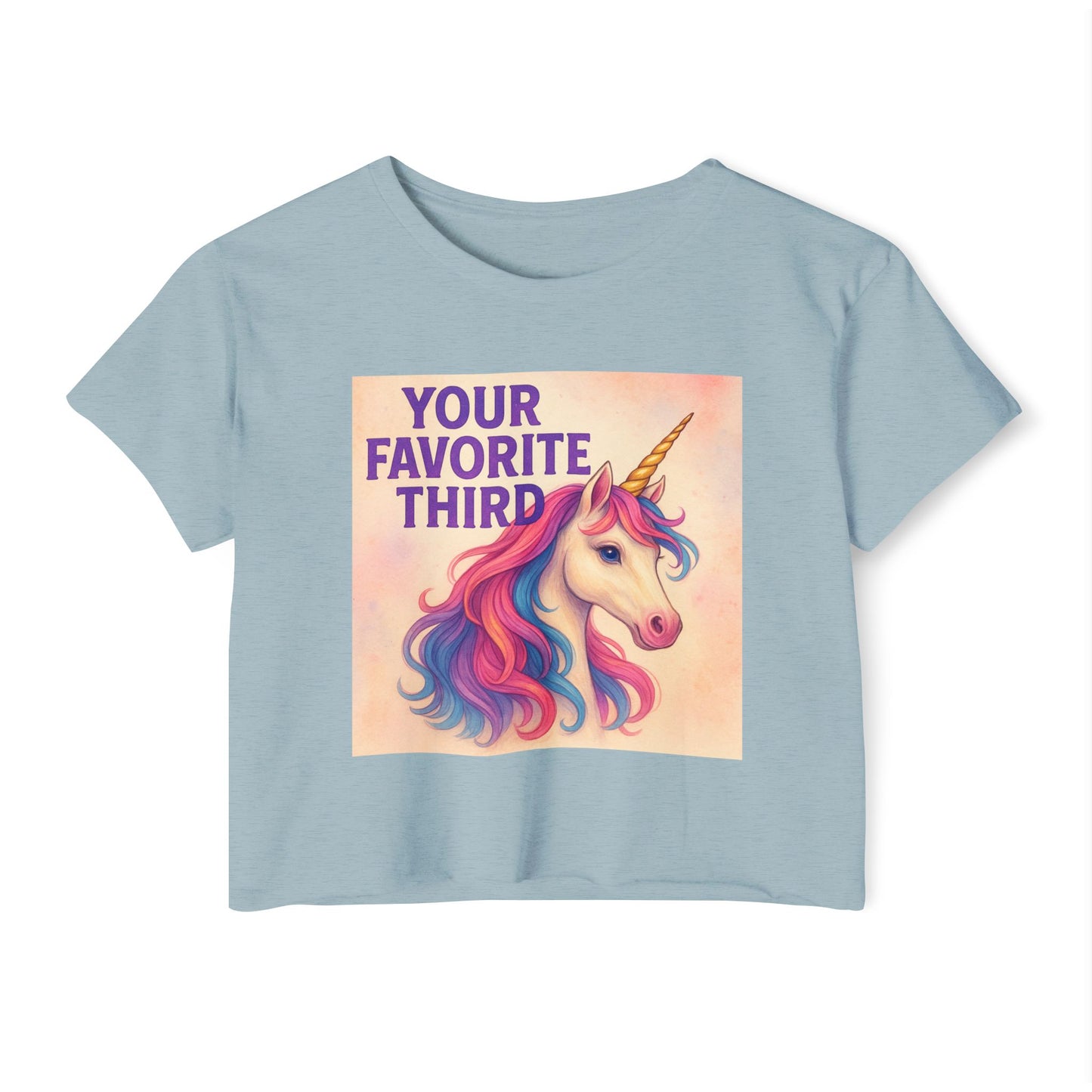 Your Favorite Third Crop Top β Funny Unicorn Poly Pride Womens Crop Top, Queer Whimsical Festival Shirt