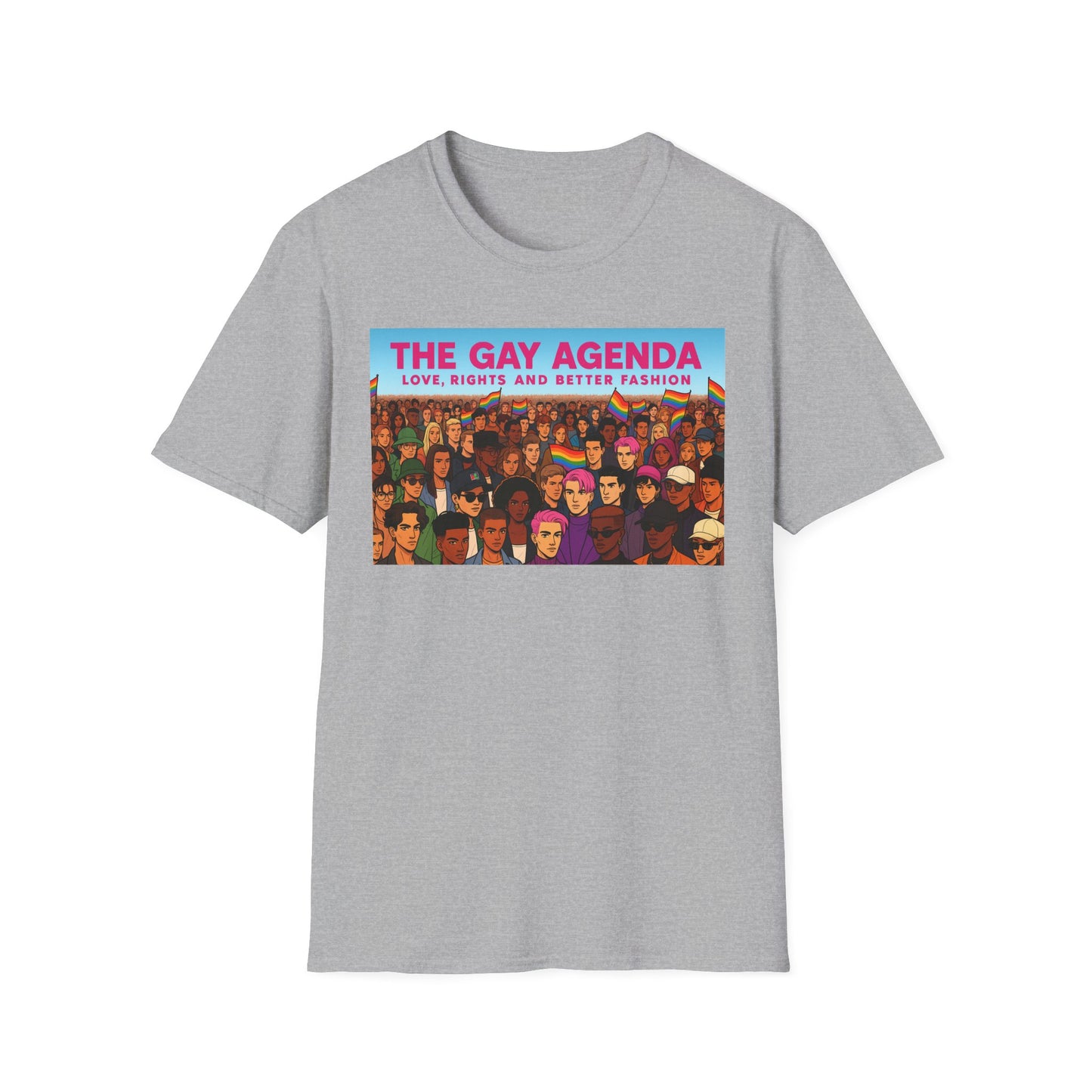 Colorful Pride T-Shirt | The Gay Agenda Tee, LGBTQ+ Apparel, Gay Rights Shirt, Pride Month Clothing, Festival Wear