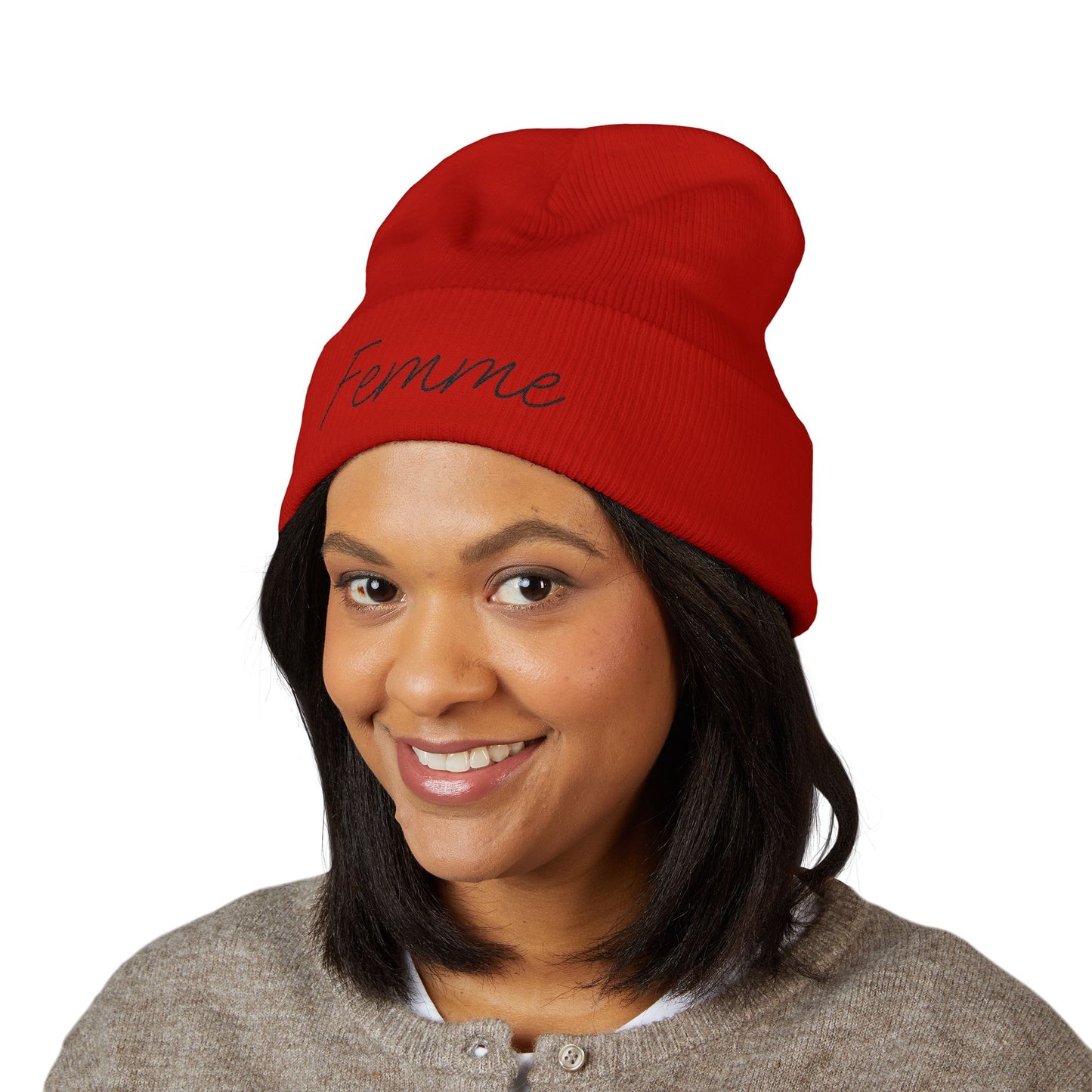 Embroidered Beanie, Cozy Winter Hat, Fashion Accessory, Gift for Her, Femme LGBTQ, Cute Fall Style