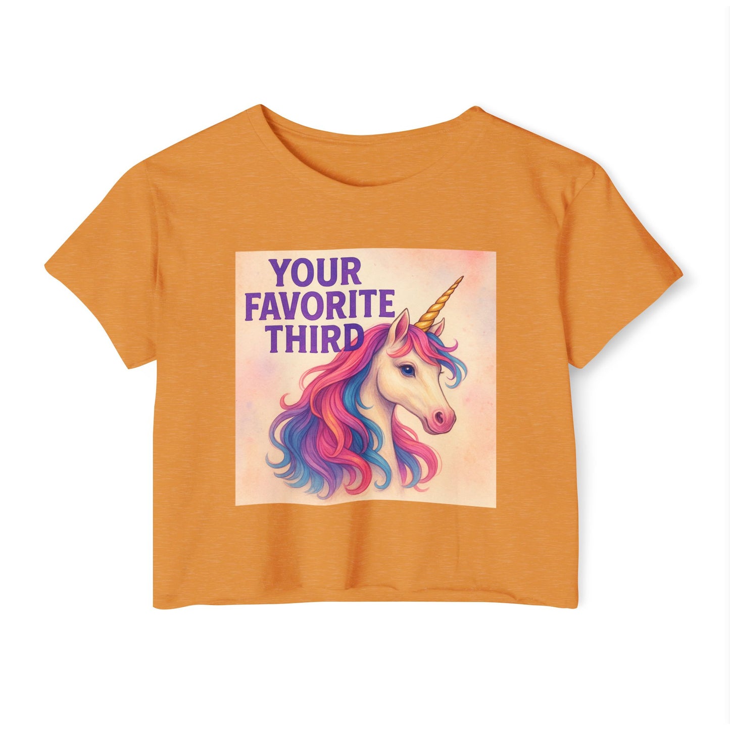 Your Favorite Third Crop Top β Funny Unicorn Poly Pride Womens Crop Top, Queer Whimsical Festival Shirt