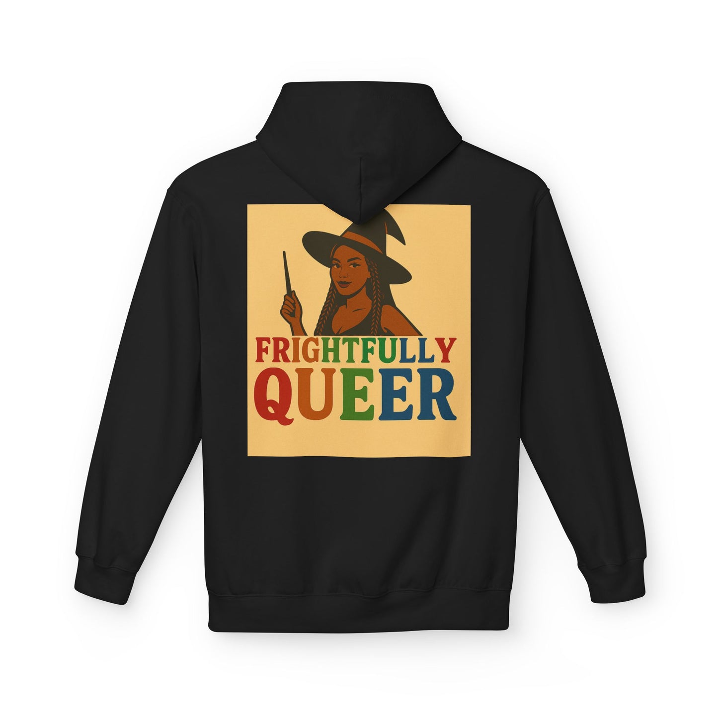 Frightfully Queer Fleece Hoodie, Unisex Halloween Sweatshirt, LGBT Apparel, Cozy Witchy Hoodie, Cute Gift for Queer Friends
