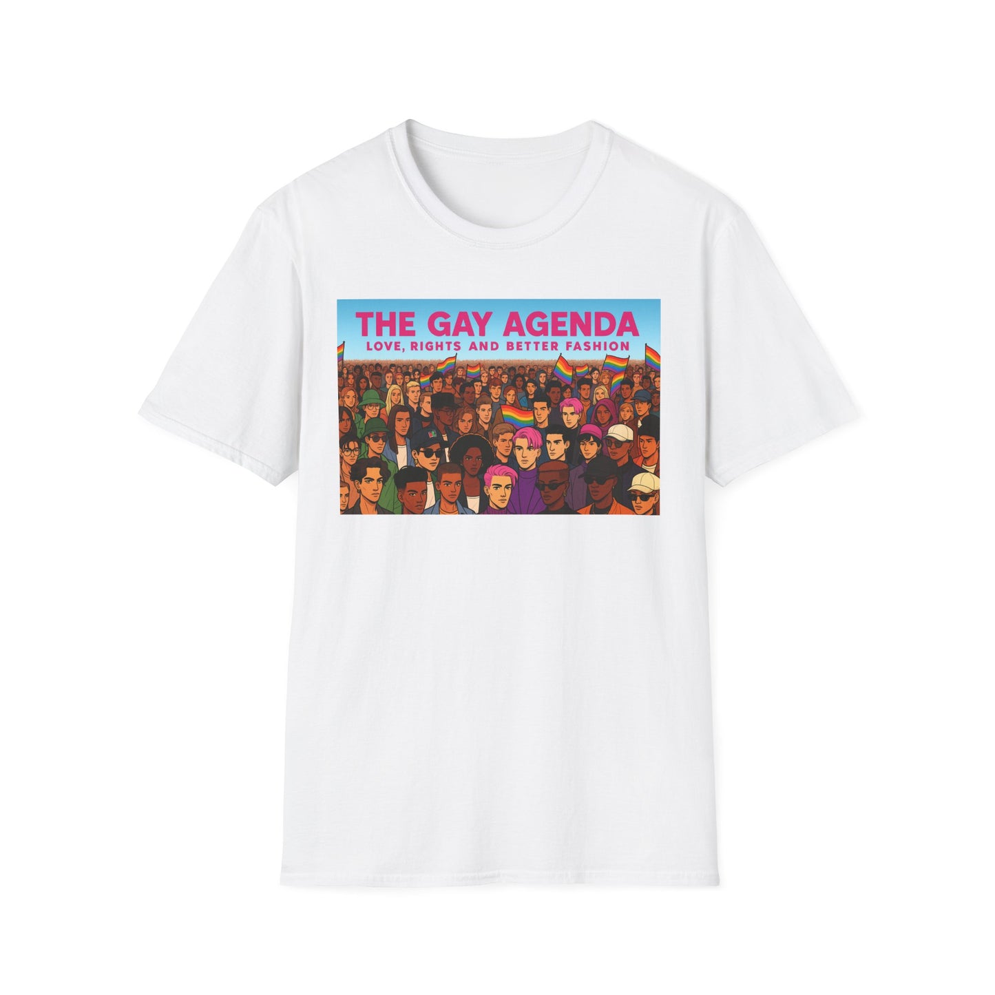 Colorful Pride T-Shirt | The Gay Agenda Tee, LGBTQ+ Apparel, Gay Rights Shirt, Pride Month Clothing, Festival Wear