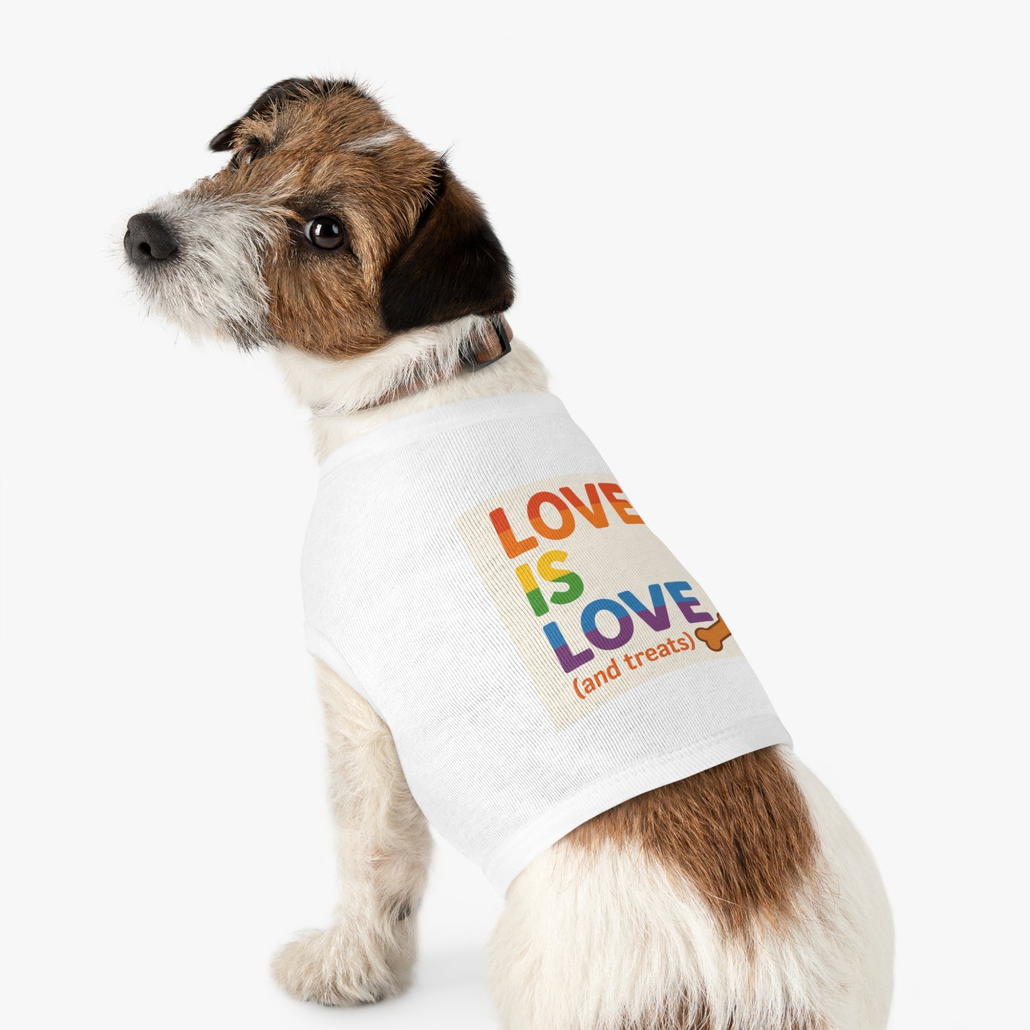 Rainbow Love Pet Tank Top, Funny Dog Shirt, LGBTQ+ Pet Apparel, Summer Dog Clothes, Comfortable Pet Wear, Pride Month Pet Outfit