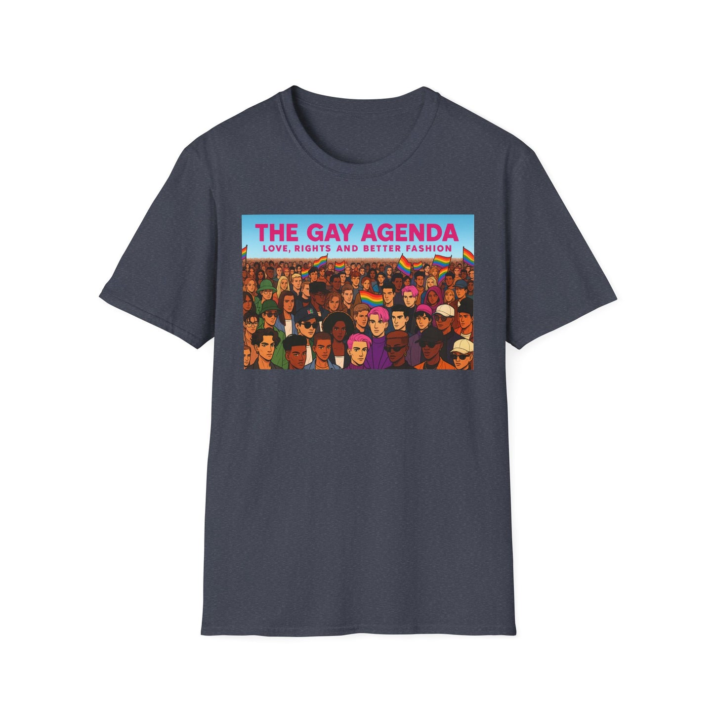 Colorful Pride T-Shirt | The Gay Agenda Tee, LGBTQ+ Apparel, Gay Rights Shirt, Pride Month Clothing, Festival Wear