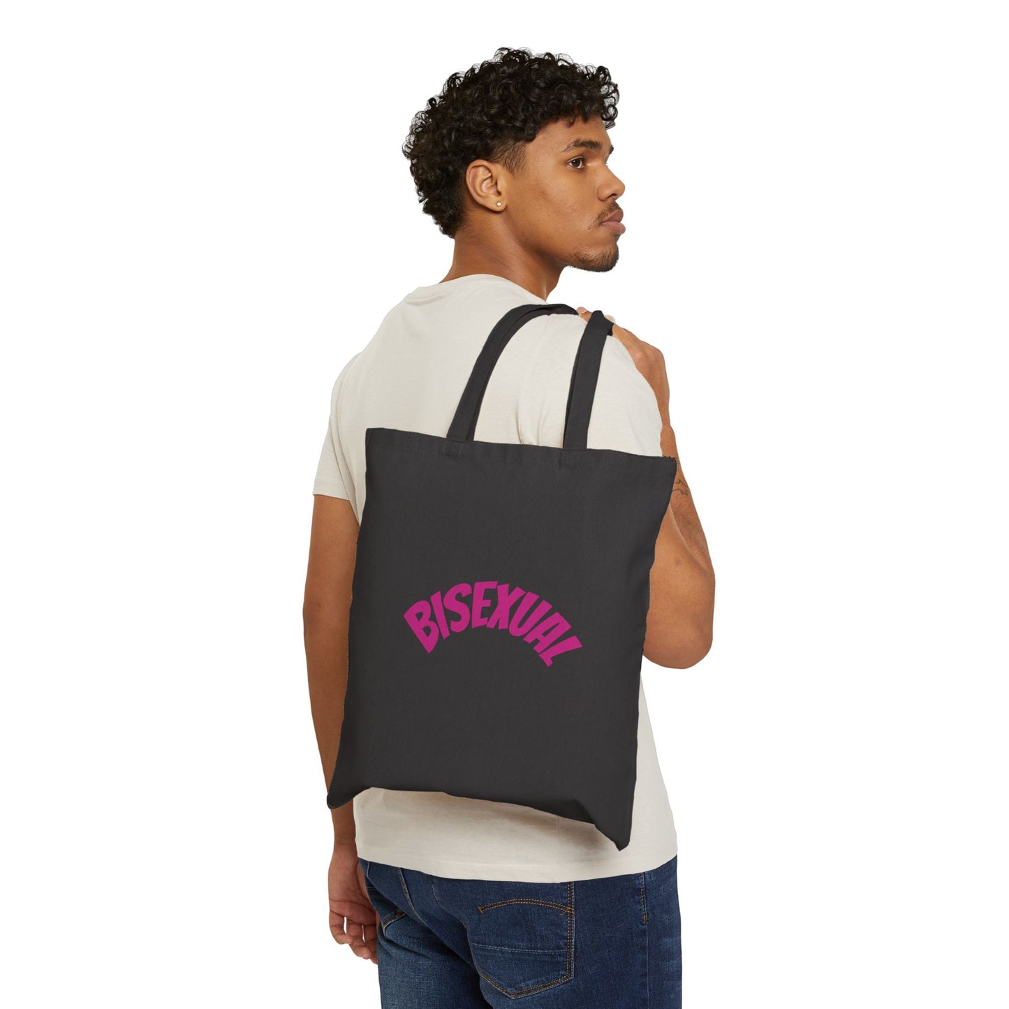 Trendy Cotton Canvas Tote Bag, Eco-Friendly Shopping Tote, Gift for Friends, Pride Tote, Funny Tote Bag, Bisexual Pride Bag