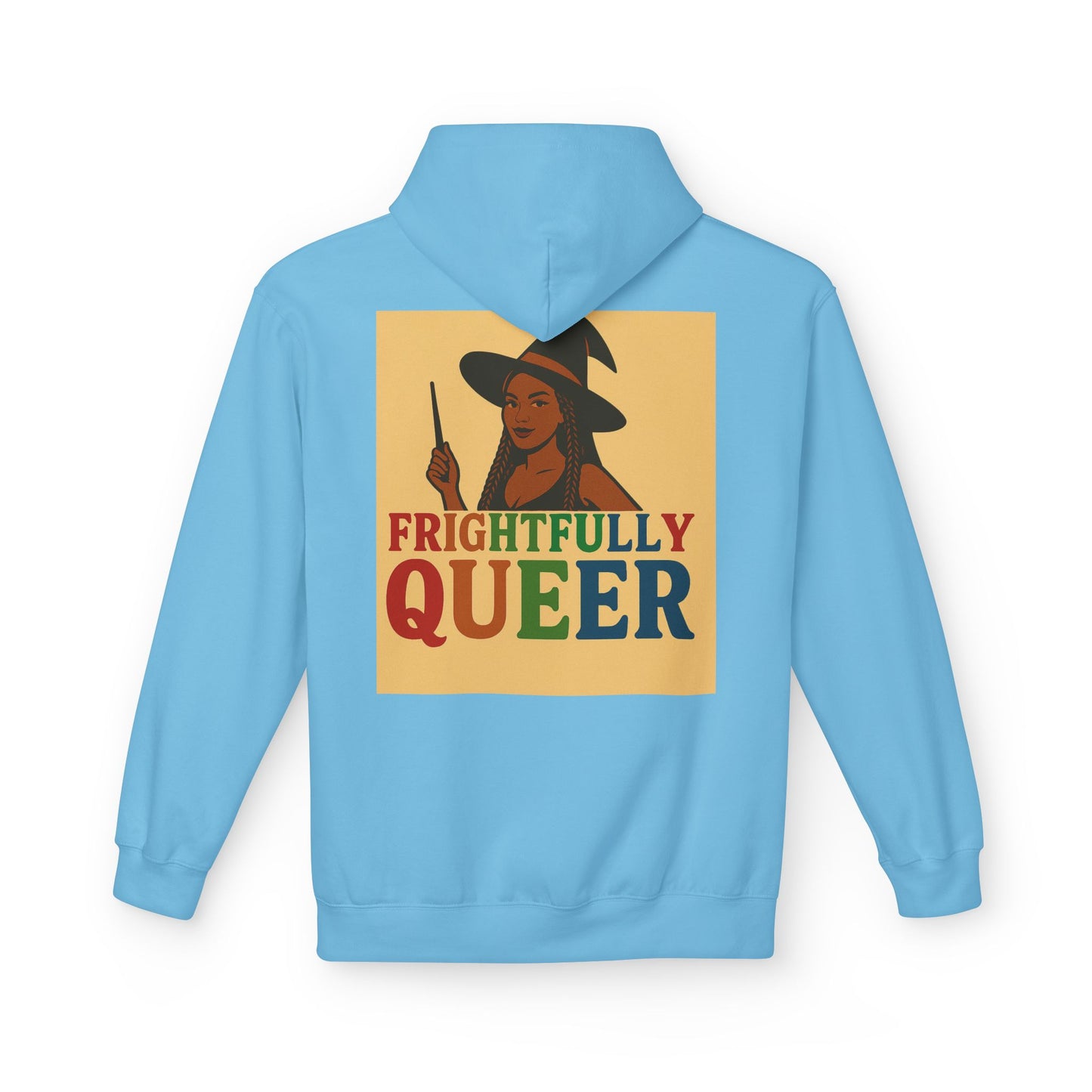 Frightfully Queer Fleece Hoodie, Unisex Halloween Sweatshirt, LGBT Apparel, Cozy Witchy Hoodie, Cute Gift for Queer Friends