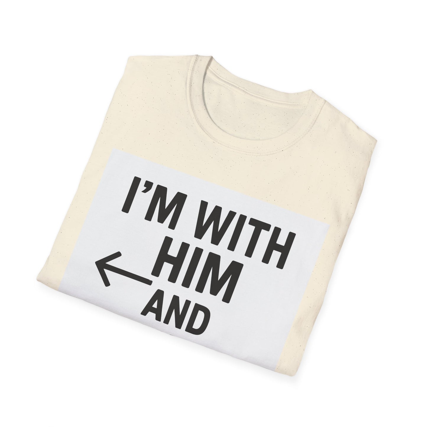 Unisex Pride T-Shirt - I'm With Him and Him, Poly and EMN Apparel