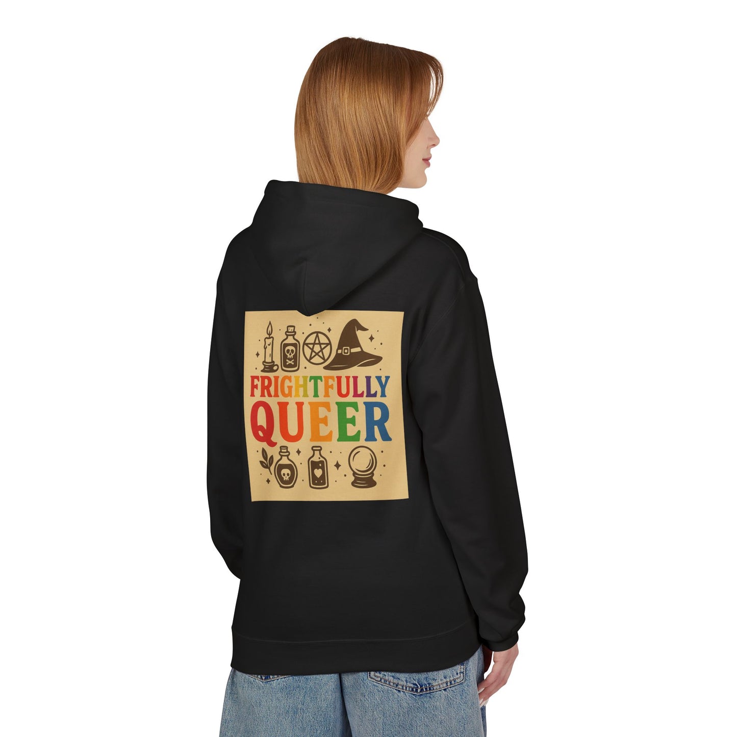 Frightfully Queer Hoodie, Cozy LGBTQ+ Hoodie, Halloween Sweater, Inclusive Apparel, Unisex Holiday Gift