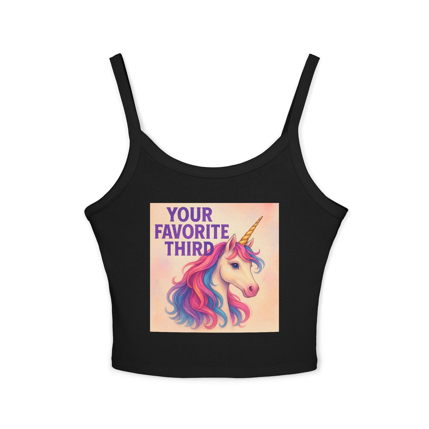 Your Favorite Third Tank Top β Funny Unicorn Poly Pride Womens Spaghetti Strap Tank, Queer Whimsical Festival Shirt