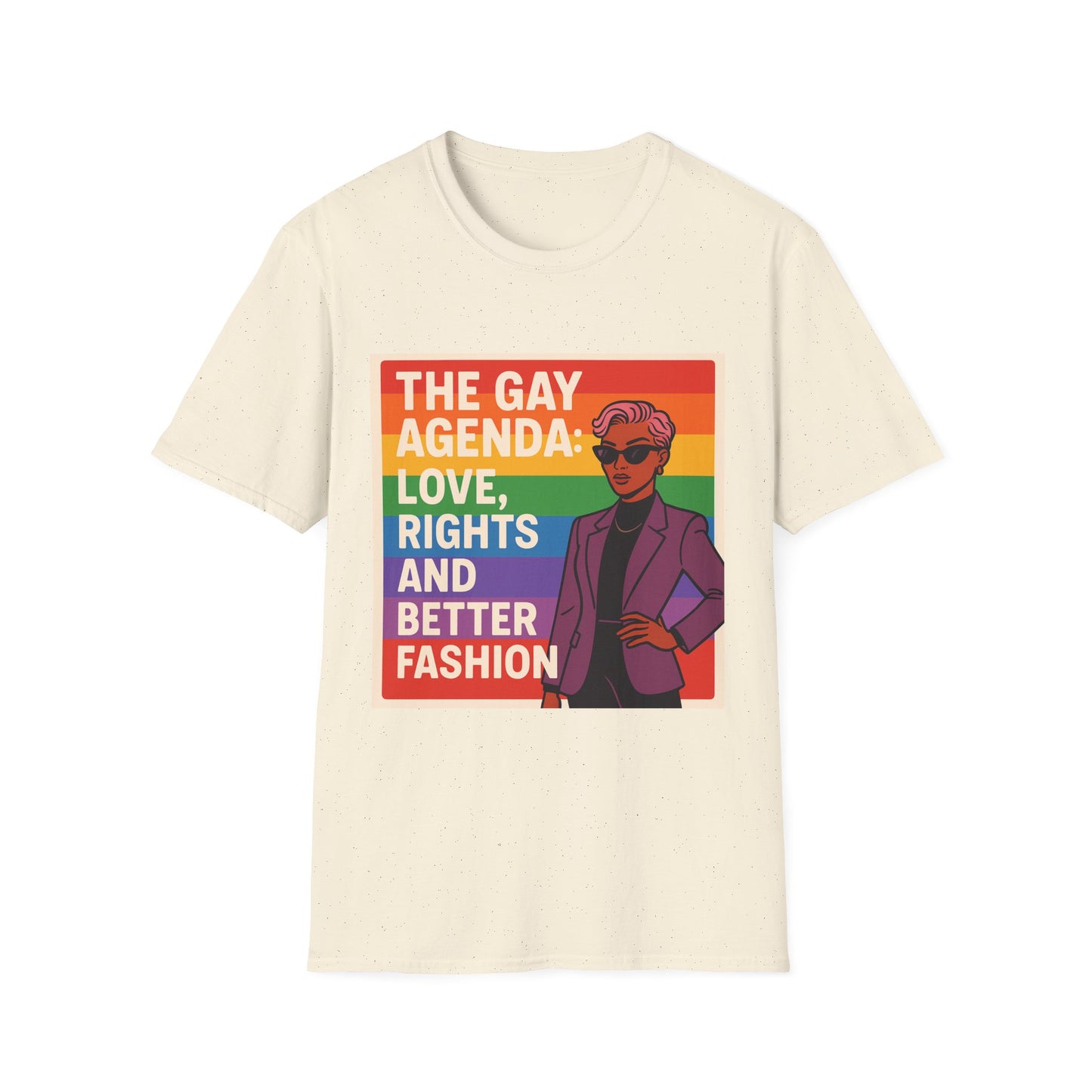 Pride Prompt T-Shirt - The Gay Agenda: Love, Rights & Better Fashion, LGBTQ+, Equality Shirt, Unisex Tee, Fun Gift for Pride Month