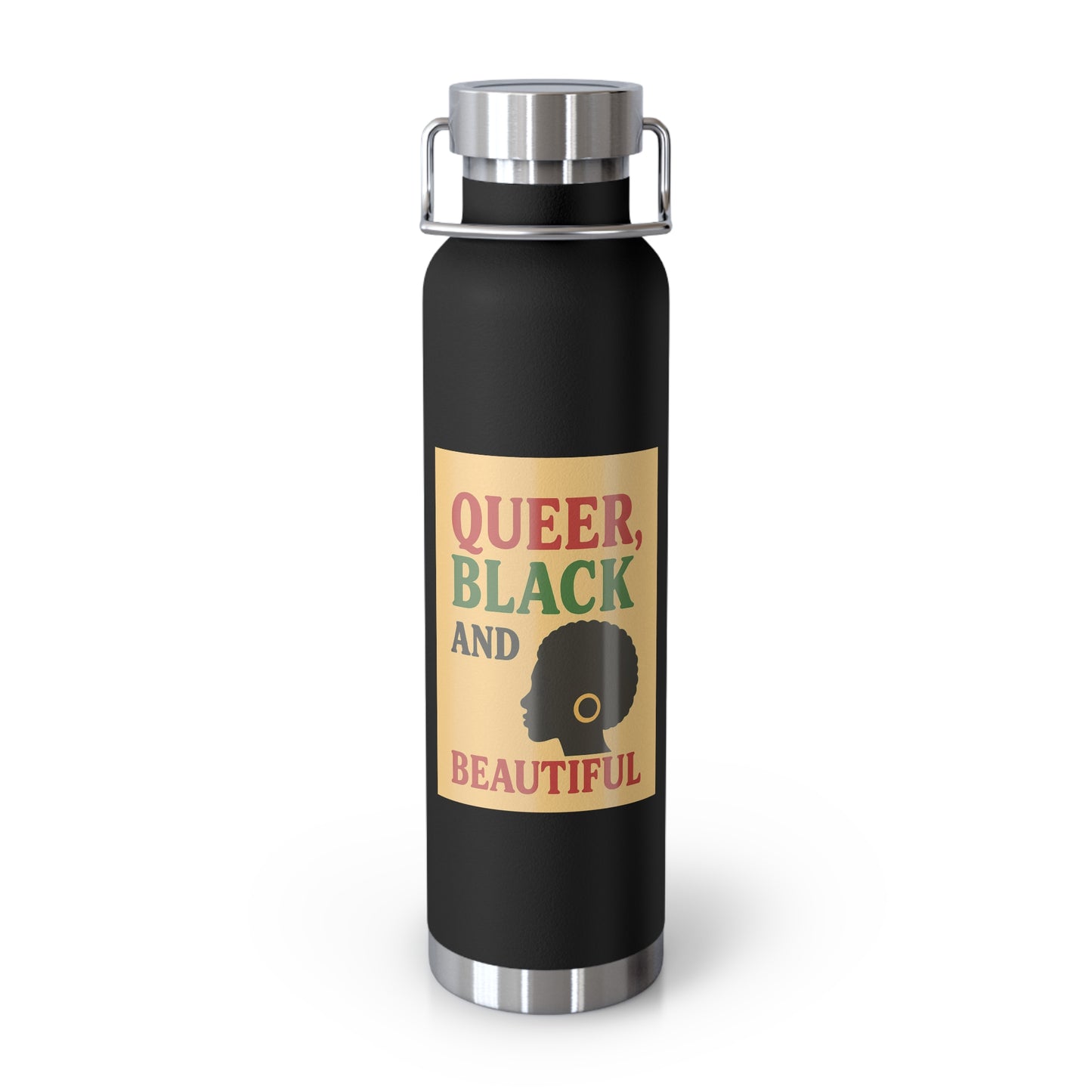 Queer Black and Beautiful Travel Bottle - Stylish Insulated Water Bottle, Eco-Friendly Hydration for Activists, Pride Events, Gifts