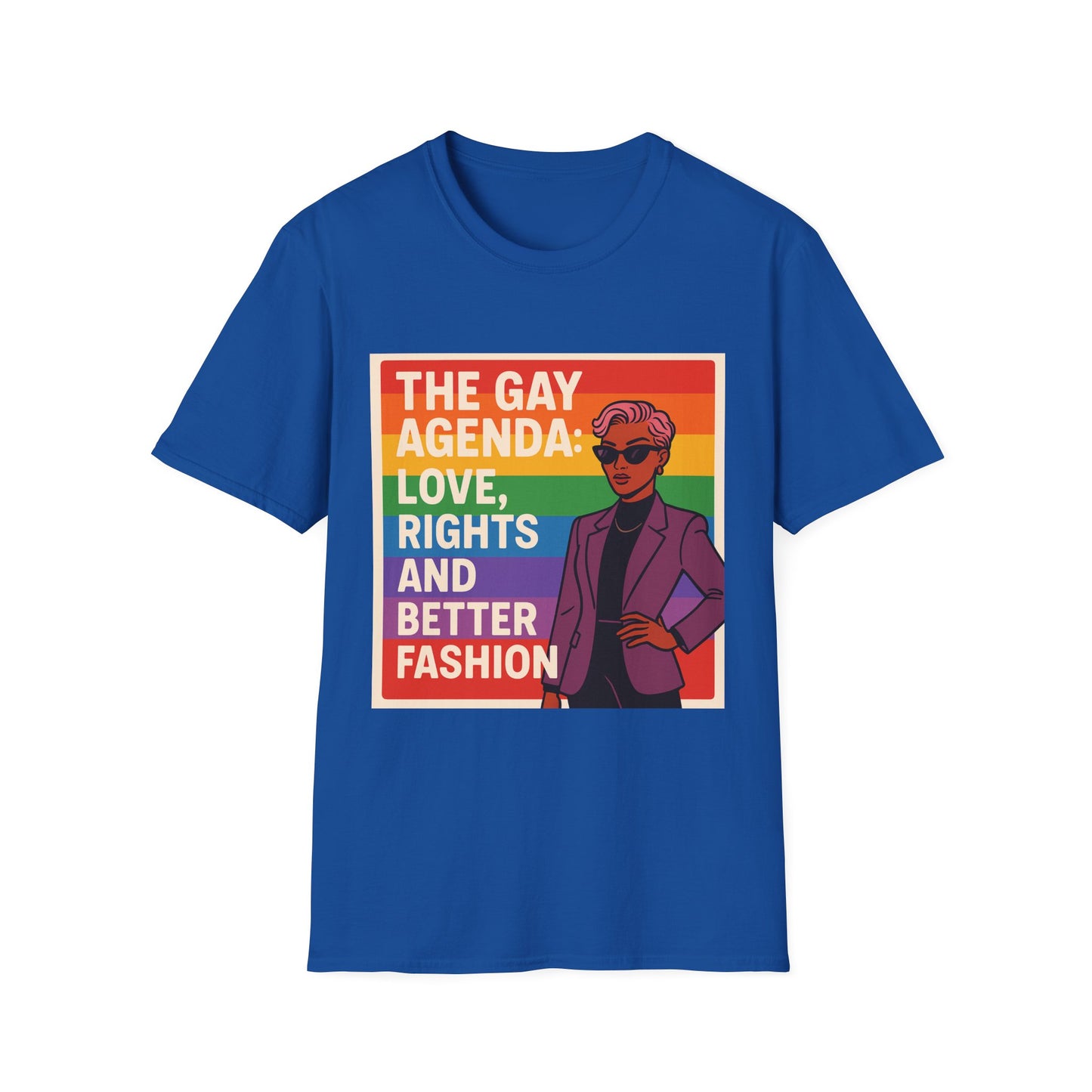 Pride Prompt T-Shirt - The Gay Agenda: Love, Rights & Better Fashion, LGBTQ+, Equality Shirt, Unisex Tee, Fun Gift for Pride Month