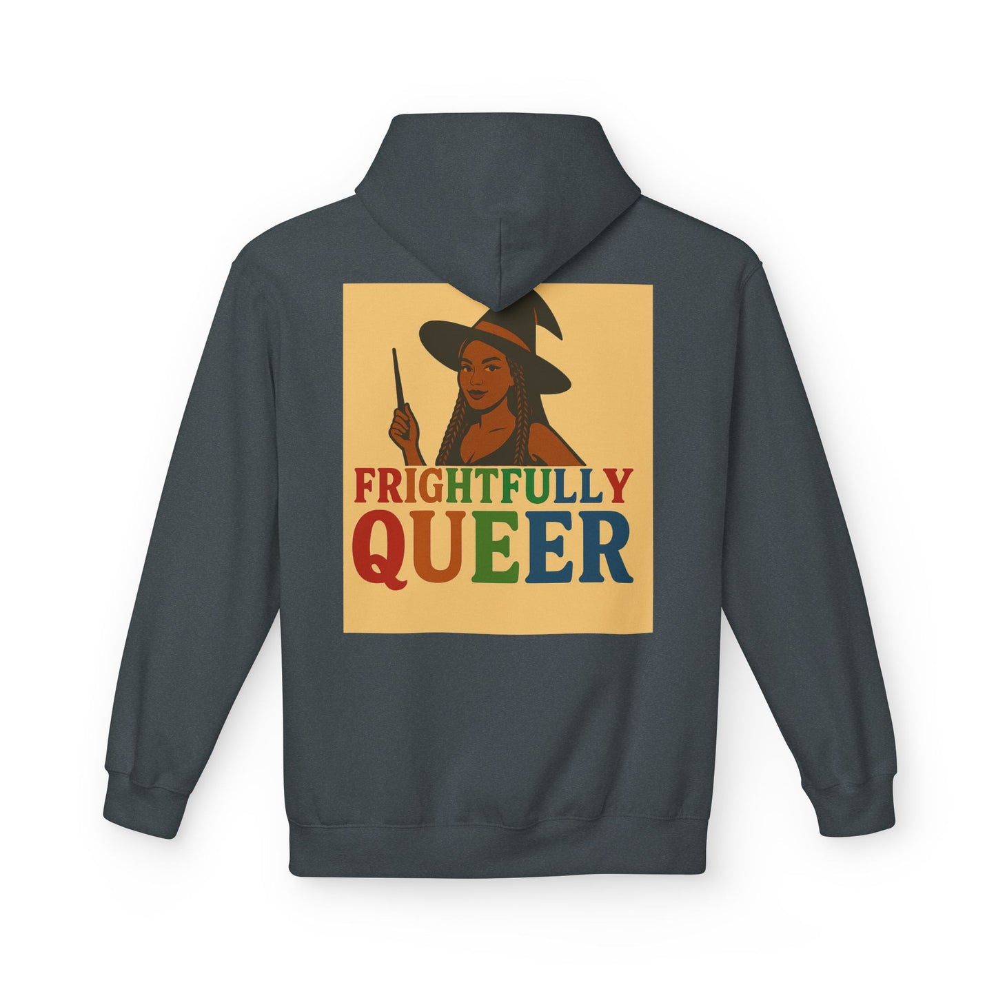 Frightfully Queer Fleece Hoodie, Unisex Halloween Sweatshirt, LGBT Apparel, Cozy Witchy Hoodie, Cute Gift for Queer Friends
