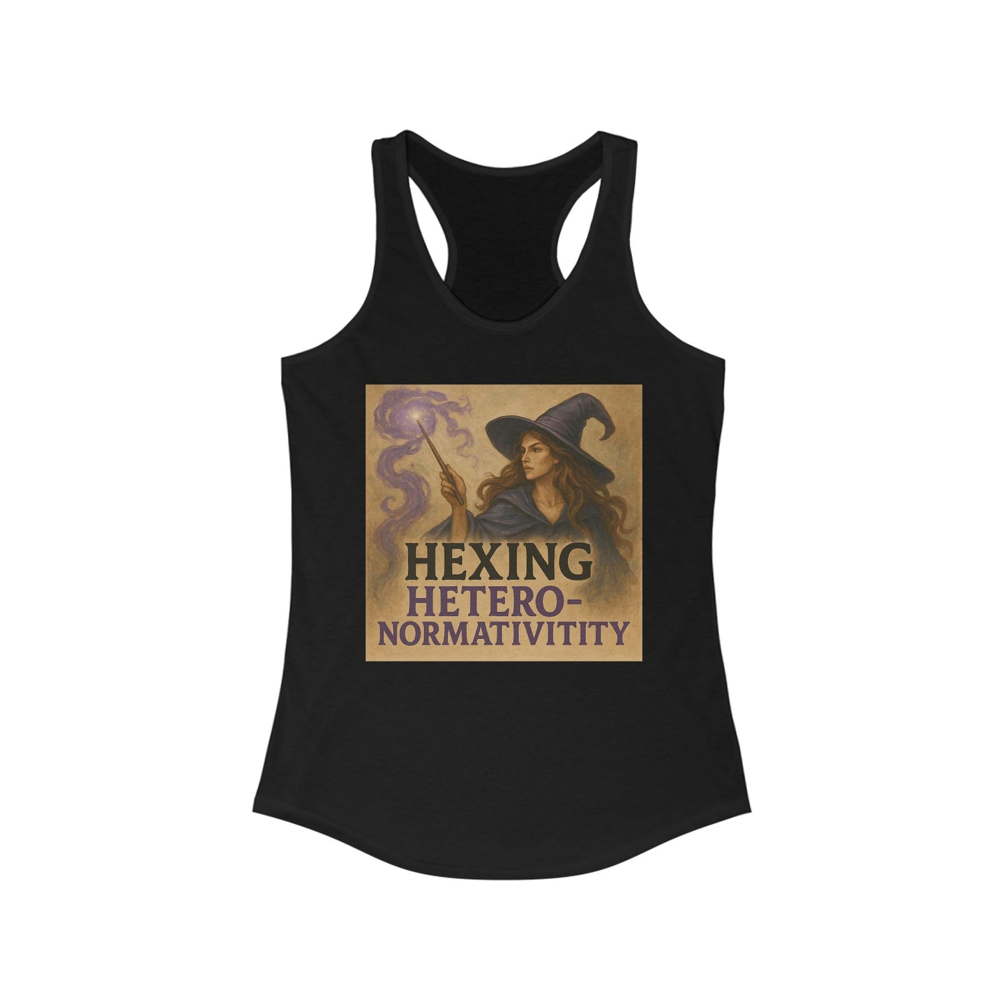 Hexing Heteronormativity Racerback Tank for Women, Witchy Workout Top, Feminist Fitness Shirt, Halloween Gift, Spellbound Apparel