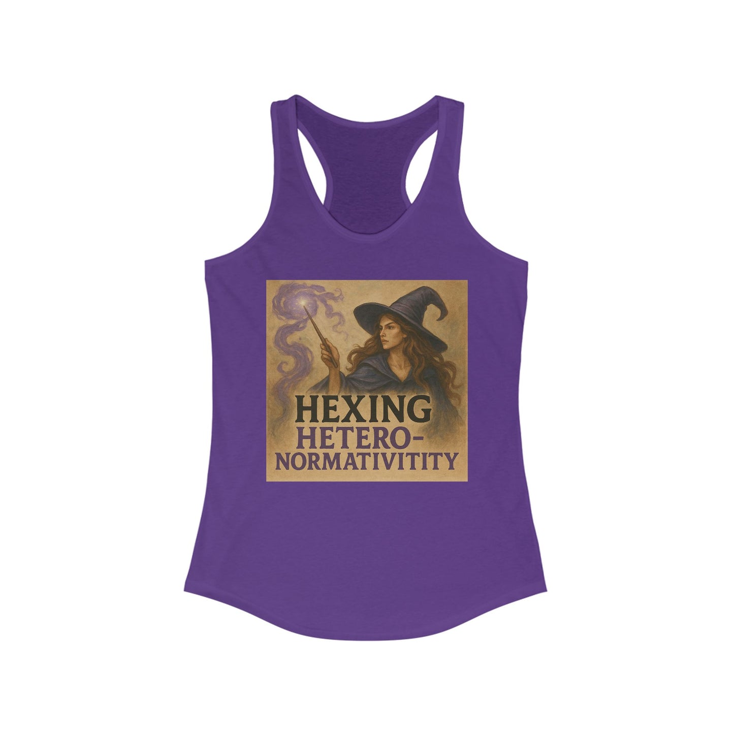 Hexing Heteronormativity Racerback Tank for Women, Witchy Workout Top, Feminist Fitness Shirt, Halloween Gift, Spellbound Apparel
