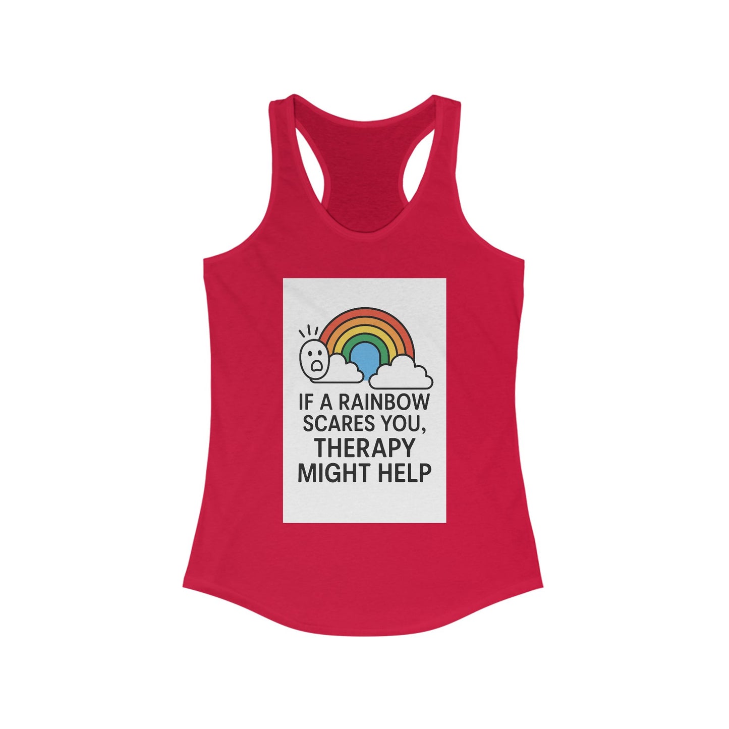 Rainbow Therapy Tank Top, Inspirational Women's Racerback, Funny Workout Tee, Self-Care Apparel, Pride Gift