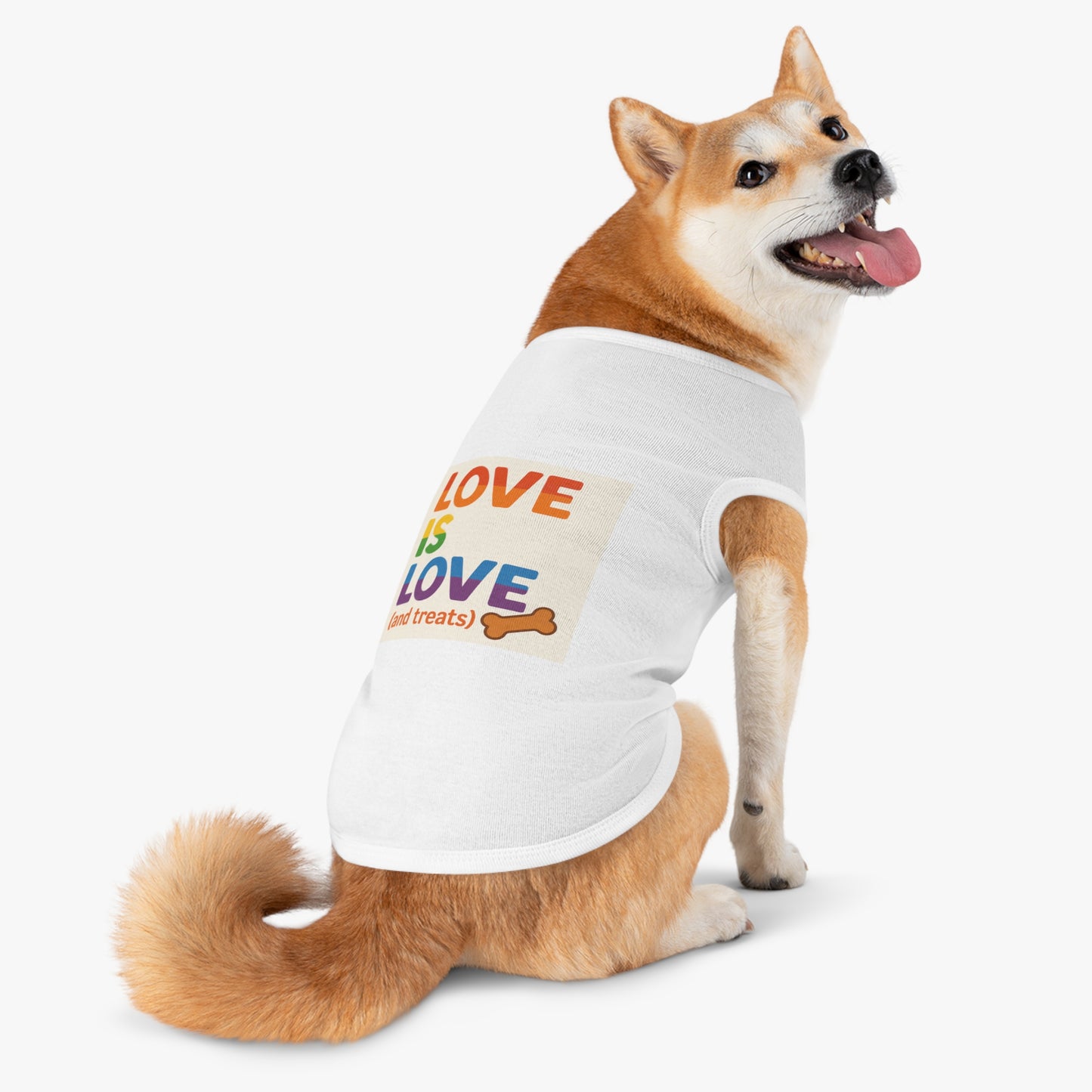 Rainbow Love Pet Tank Top, Funny Dog Shirt, LGBTQ+ Pet Apparel, Summer Dog Clothes, Comfortable Pet Wear, Pride Month Pet Outfit