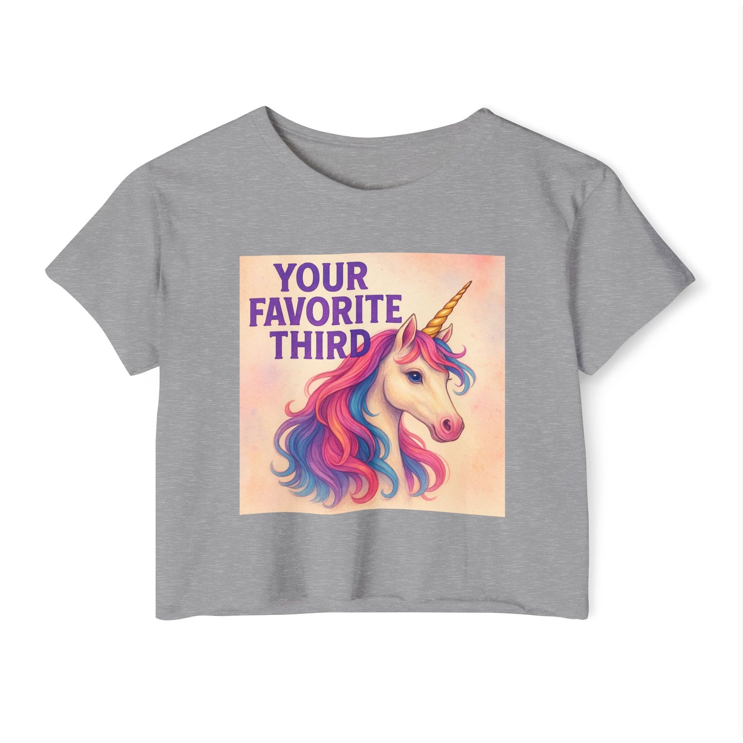 Your Favorite Third Crop Top β Funny Unicorn Poly Pride Womens Crop Top, Queer Whimsical Festival Shirt
