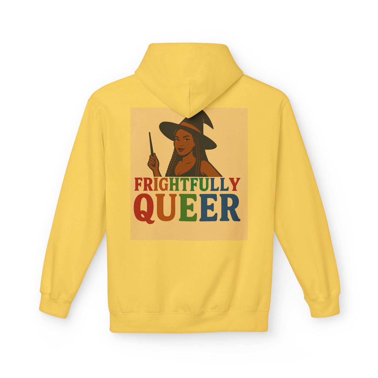 Frightfully Queer Fleece Hoodie, Unisex Halloween Sweatshirt, LGBT Apparel, Cozy Witchy Hoodie, Cute Gift for Queer Friends