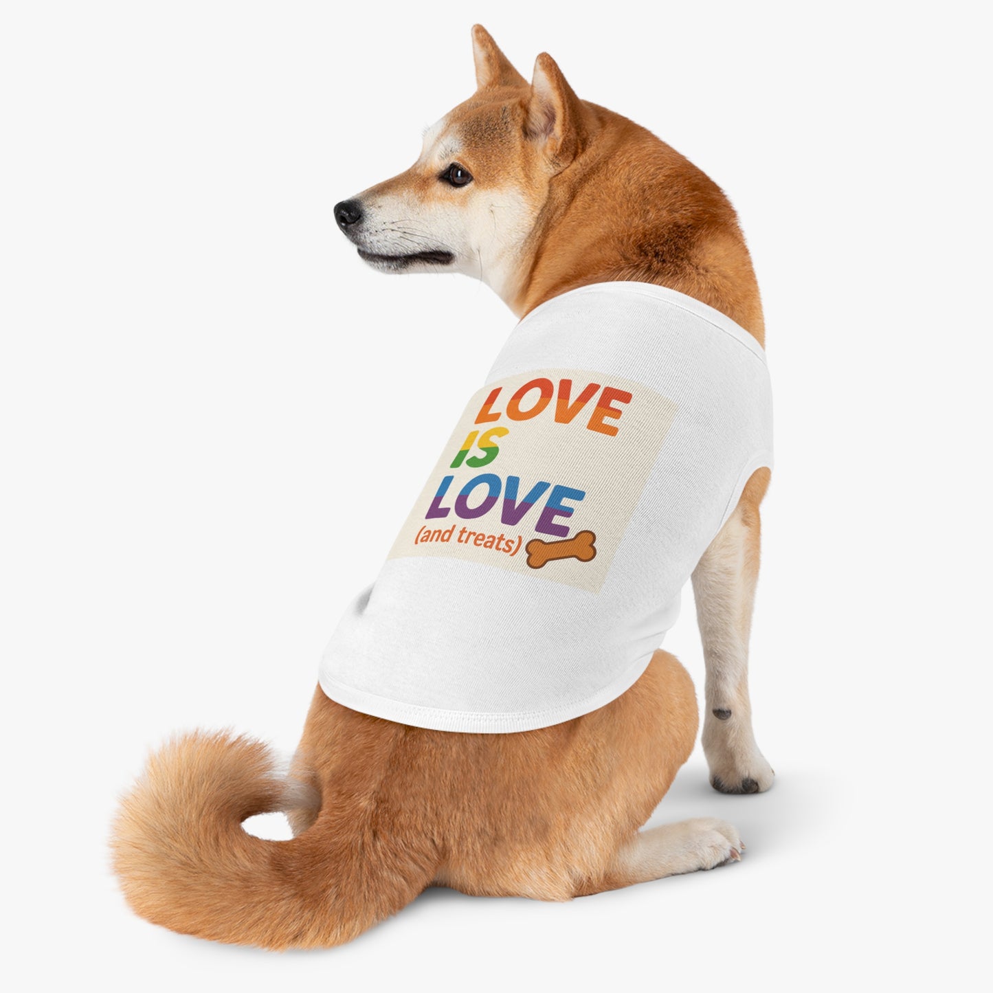 Rainbow Love Pet Tank Top, Funny Dog Shirt, LGBTQ+ Pet Apparel, Summer Dog Clothes, Comfortable Pet Wear, Pride Month Pet Outfit