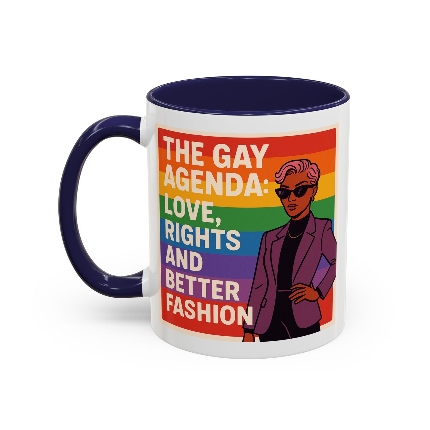 Pride-Inspired Accent Coffee Mug, LGBTQ+ Gift, Rainbow Design, Unique Coffee Cup, Fun Mug for Pride Month, Inspirational Tea Mug