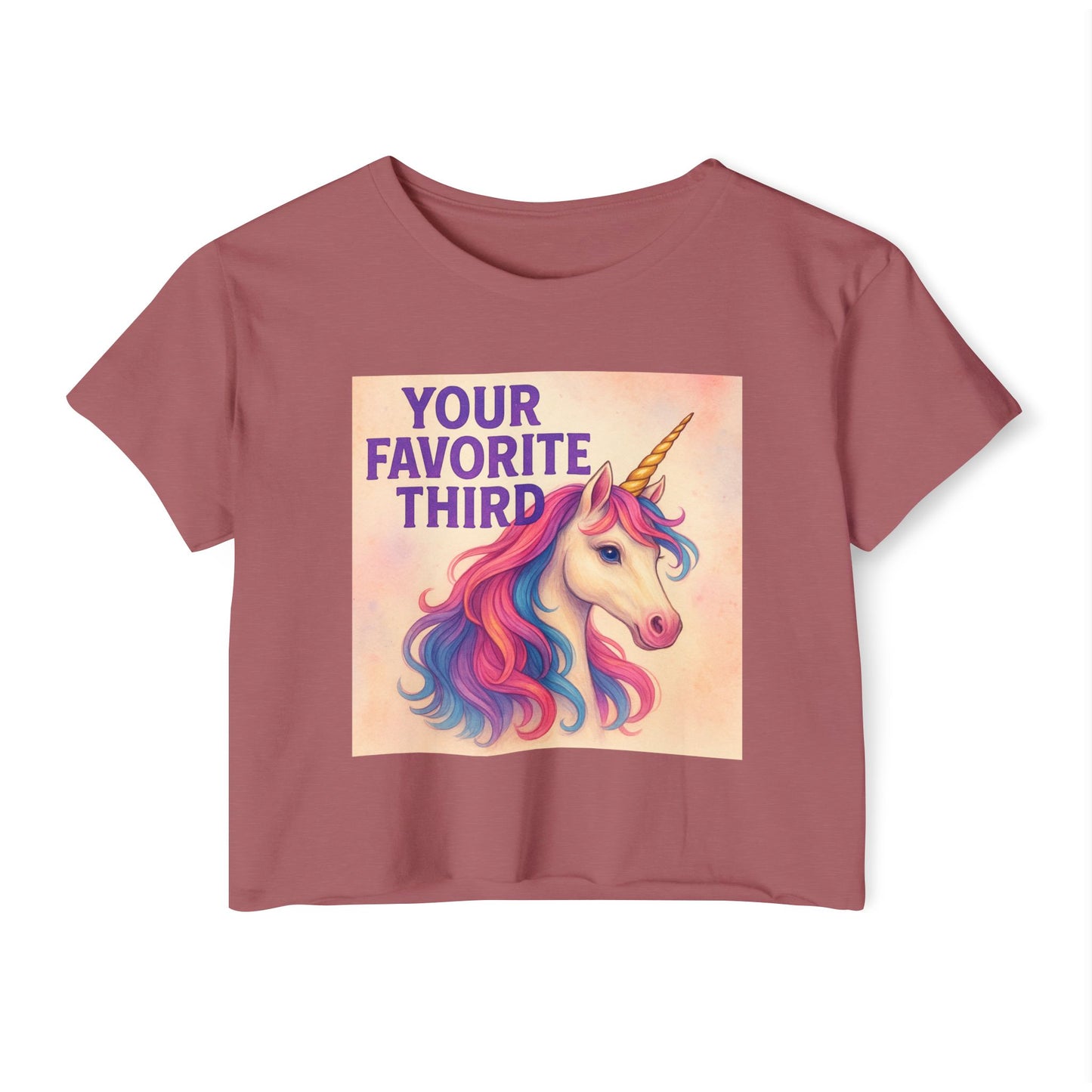 Your Favorite Third Crop Top β Funny Unicorn Poly Pride Womens Crop Top, Queer Whimsical Festival Shirt