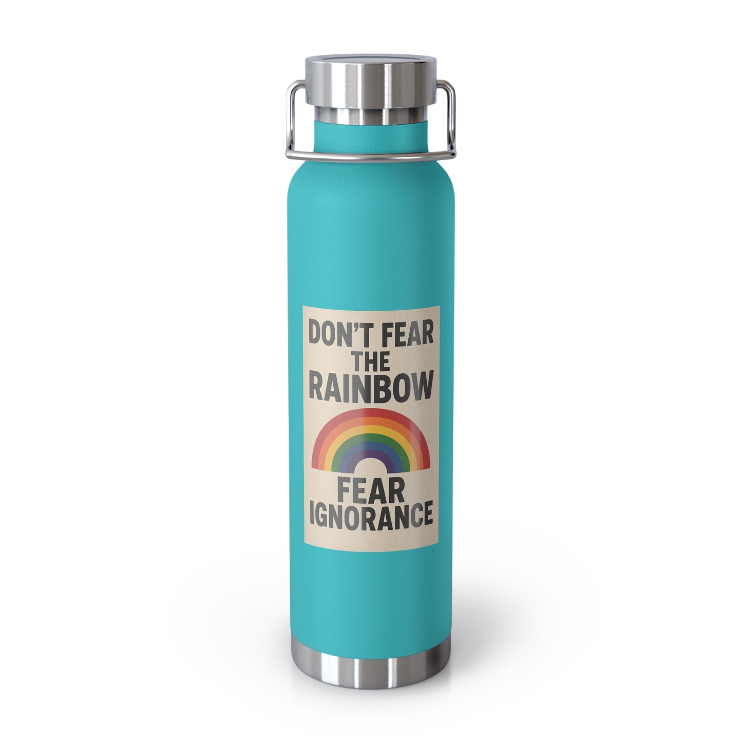 LGBTQIA+ Insulated Water Bottle, Don't Fear the Rainbow, Eco-Friendly Gift, Motivational Flask, Outdoor Adventure Gear, Perfect for Pride