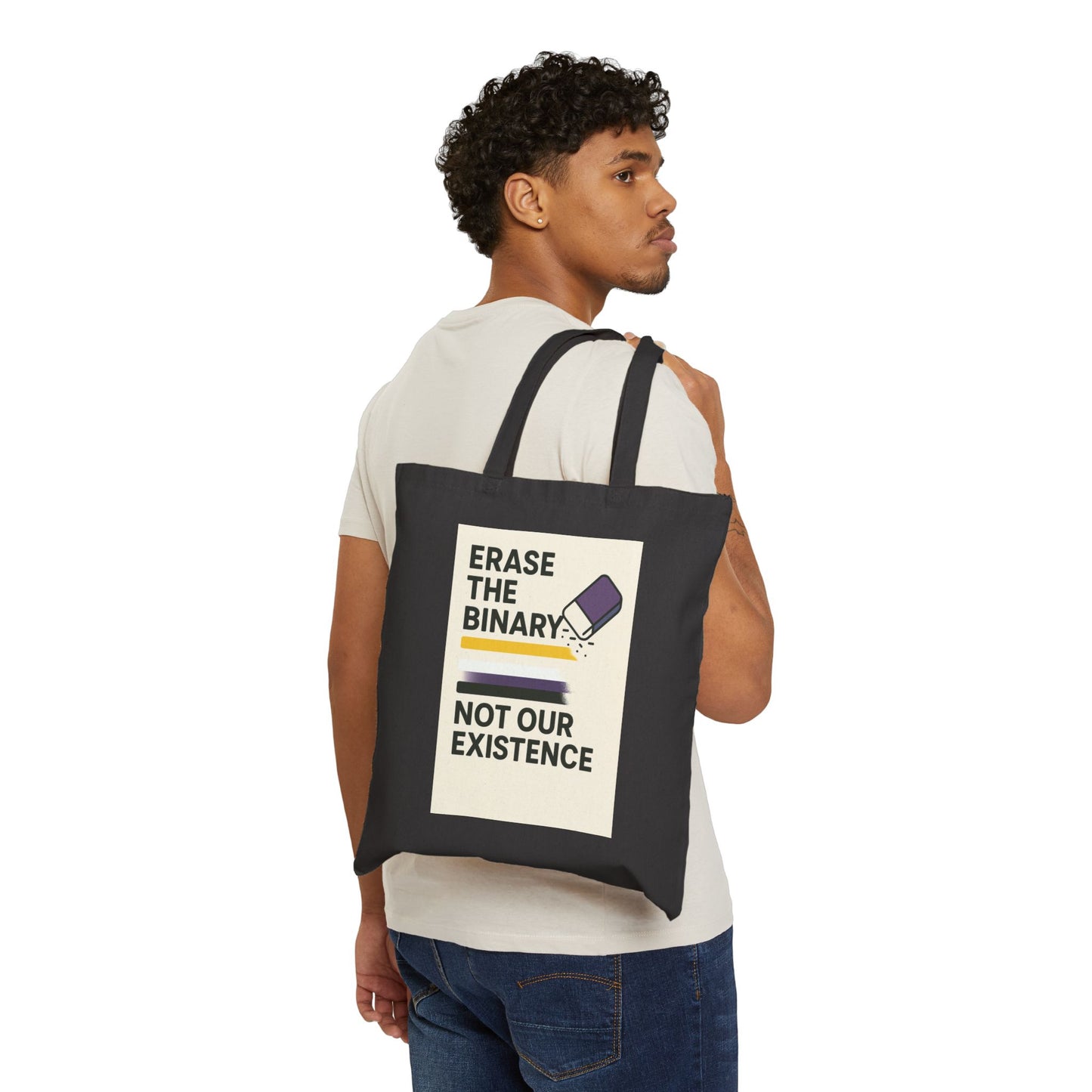 Nonbinary Canvas Tote Bag with Custom Designs | Eco-Friendly Shopping Bag, Reusable Grocery Bag, Gift for Activists, Conversation Starter