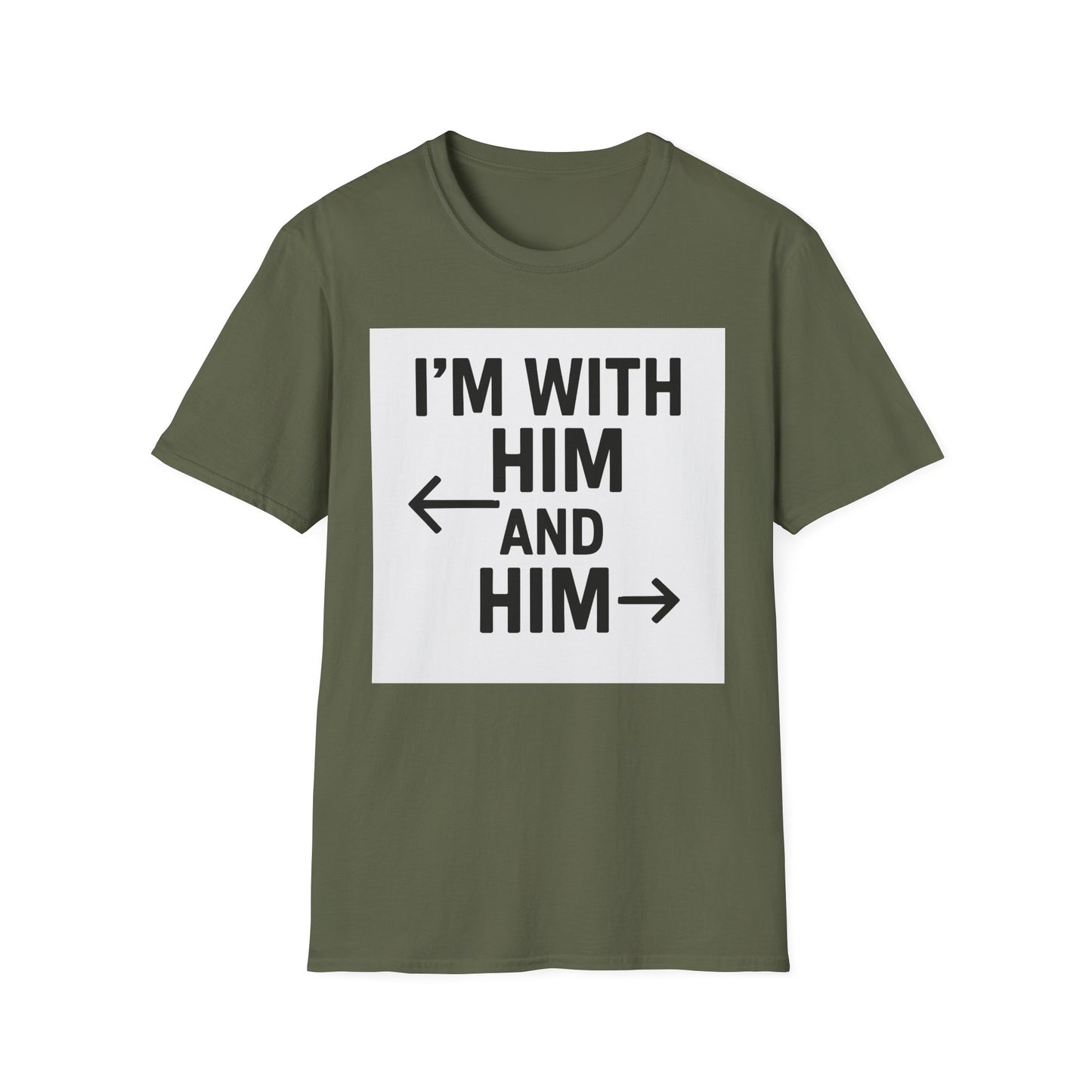Unisex Pride T-Shirt - I'm With Him and Him, Poly and EMN Apparel