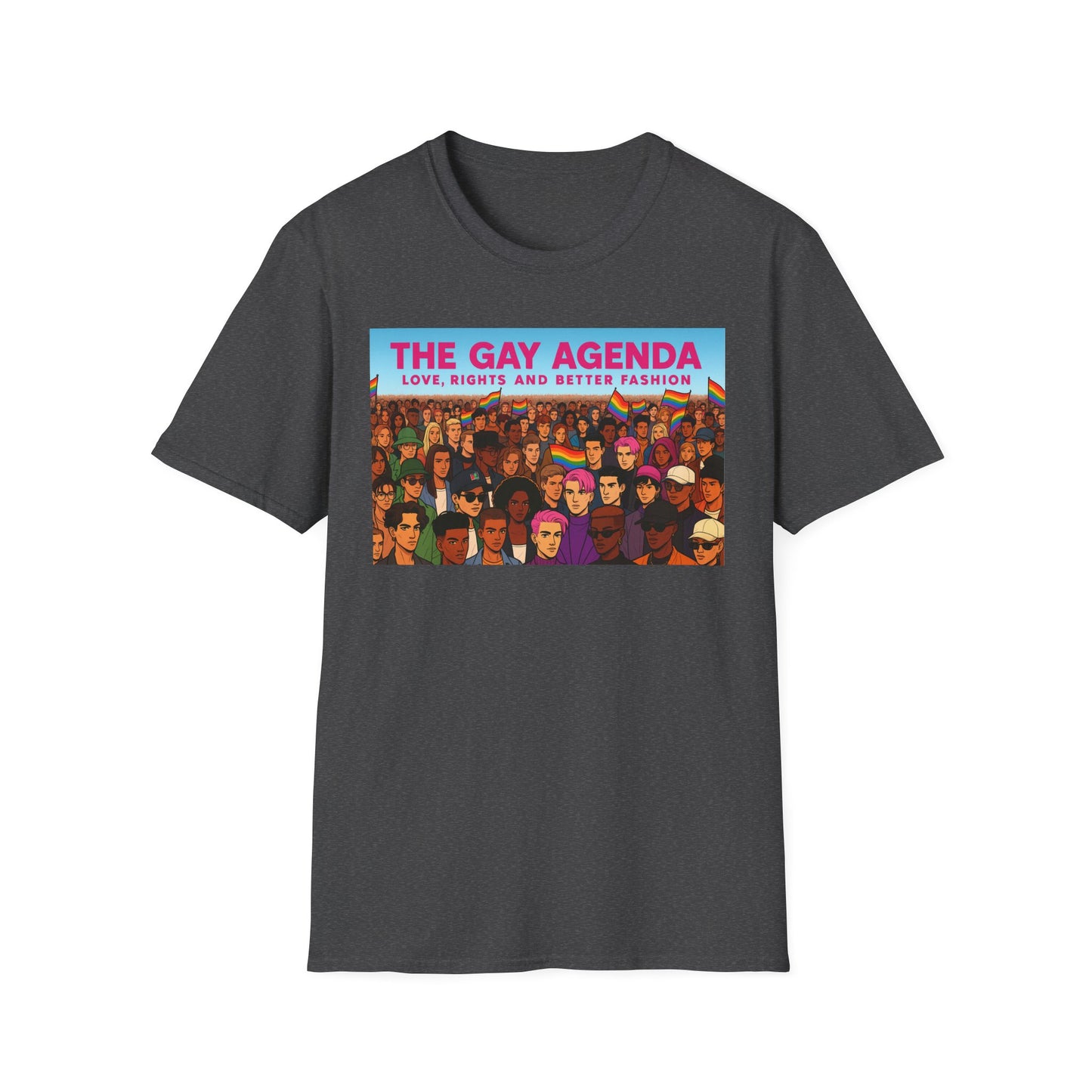 Colorful Pride T-Shirt | The Gay Agenda Tee, LGBTQ+ Apparel, Gay Rights Shirt, Pride Month Clothing, Festival Wear