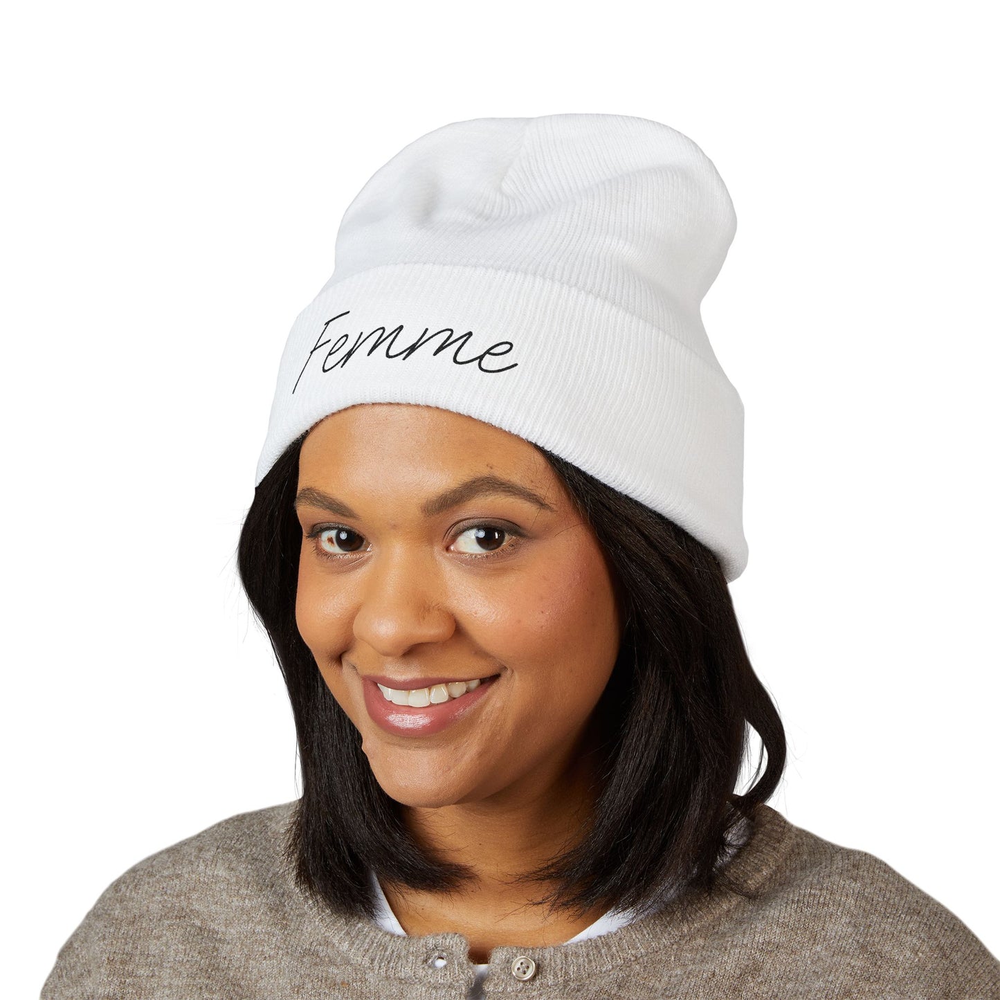 Embroidered Beanie, Cozy Winter Hat, Fashion Accessory, Gift for Her, Femme LGBTQ, Cute Fall Style