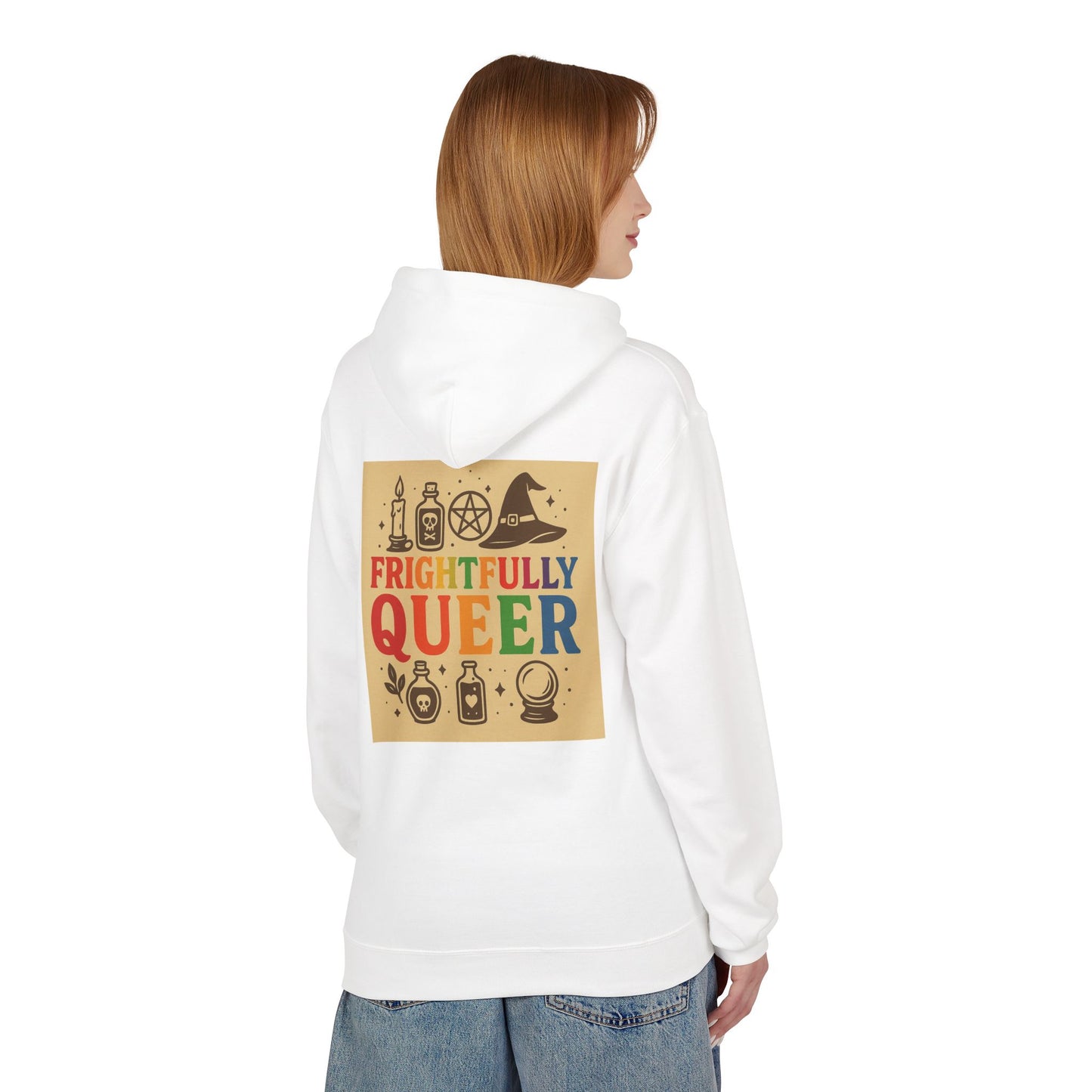 Frightfully Queer Hoodie, Cozy LGBTQ+ Hoodie, Halloween Sweater, Inclusive Apparel, Unisex Holiday Gift