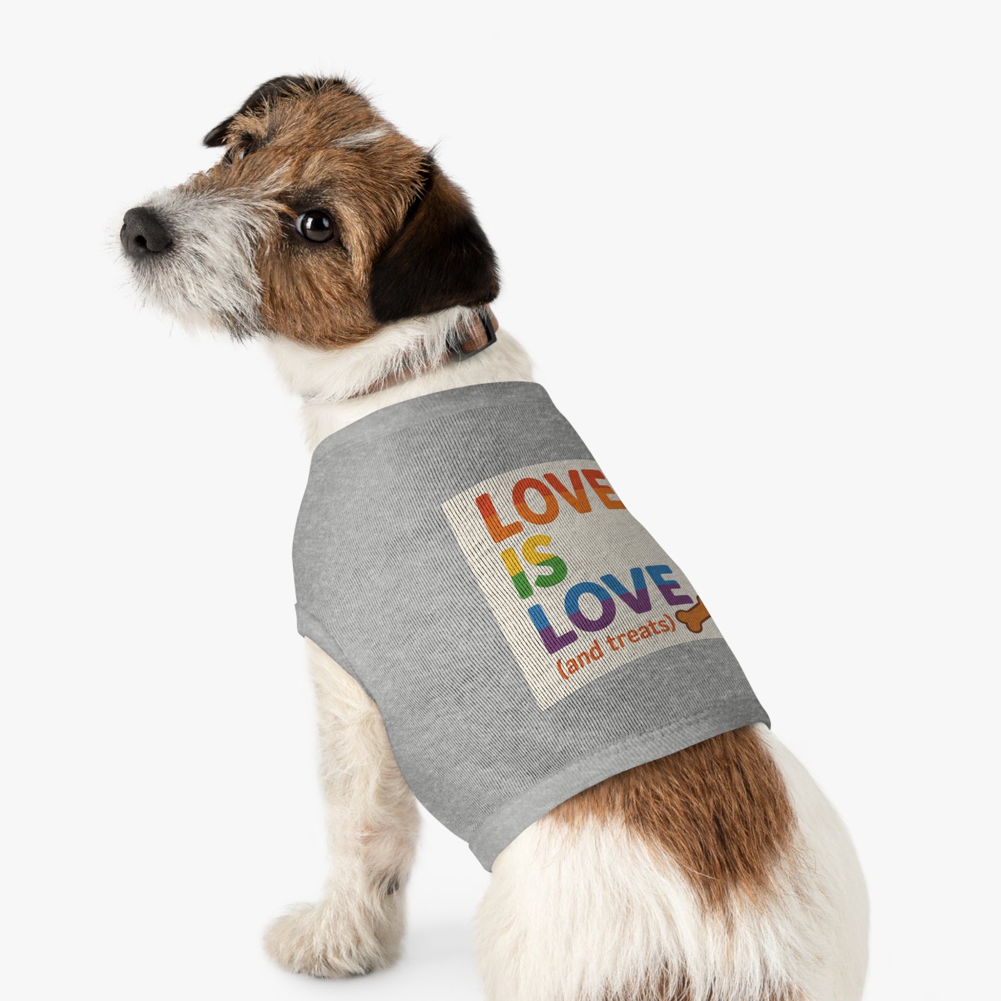 Rainbow Love Pet Tank Top, Funny Dog Shirt, LGBTQ+ Pet Apparel, Summer Dog Clothes, Comfortable Pet Wear, Pride Month Pet Outfit