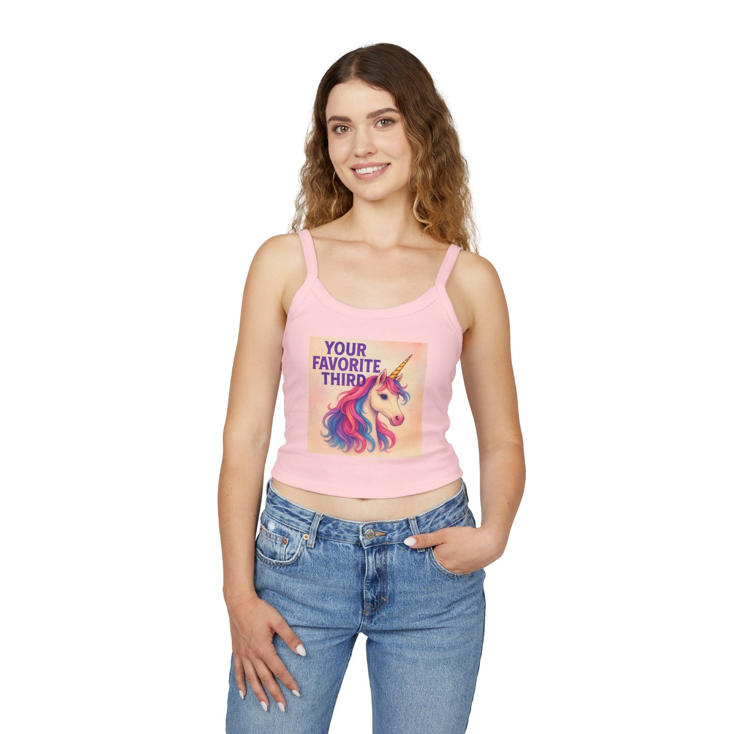 Your Favorite Third Tank Top β Funny Unicorn Poly Pride Womens Spaghetti Strap Tank, Queer Whimsical Festival Shirt
