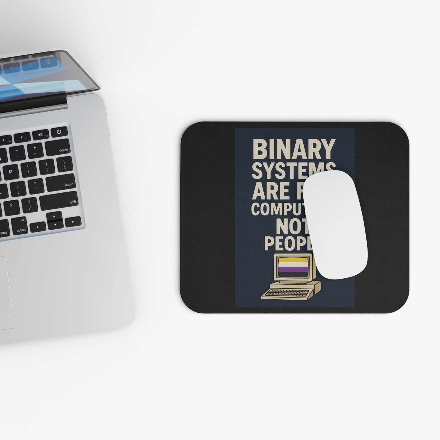Nonbinary Mouse Pad - Tech Gift for Programmers, Computer Enthusiasts, Office Decor, Geeky Accessories, Birthday Present, LGBTQ