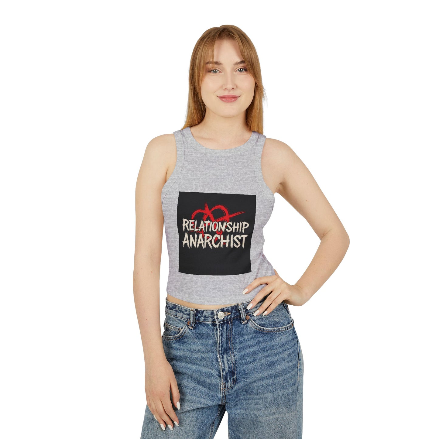 Women's Cropped Tank Top - Relationship Anarchist Tee for Free Spirits, Casual Wear, Festival Style, Gift for Her