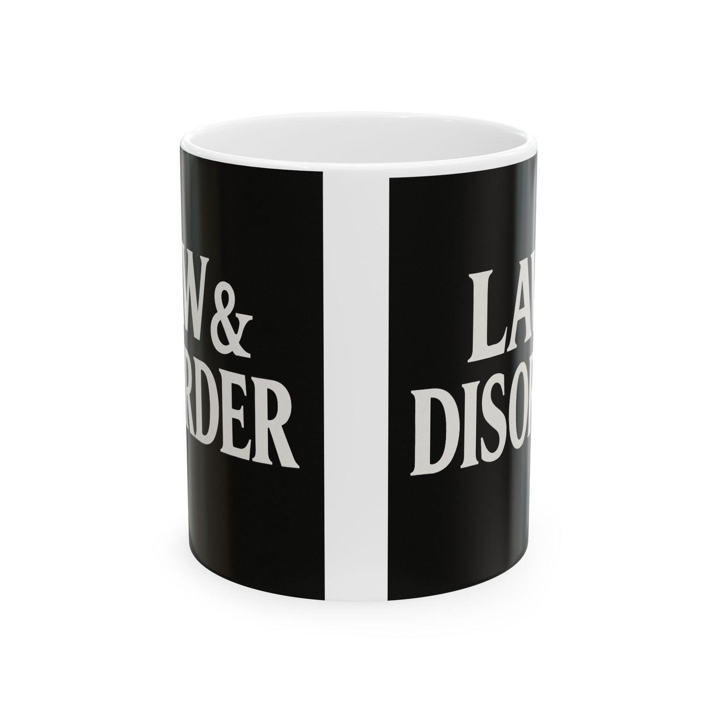 Law & Disorder Mug, Coffee Cup for Lawyers, Legal Gift, Office Decor, Black and White Ceramic Mug