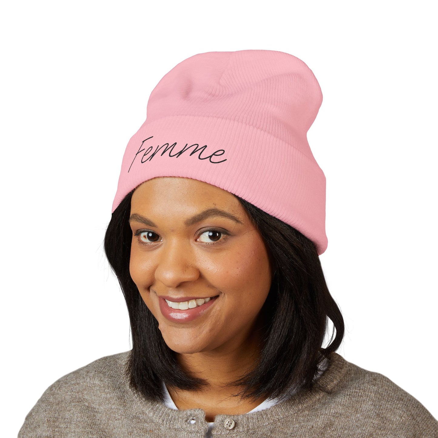 Embroidered Beanie, Cozy Winter Hat, Fashion Accessory, Gift for Her, Femme LGBTQ, Cute Fall Style