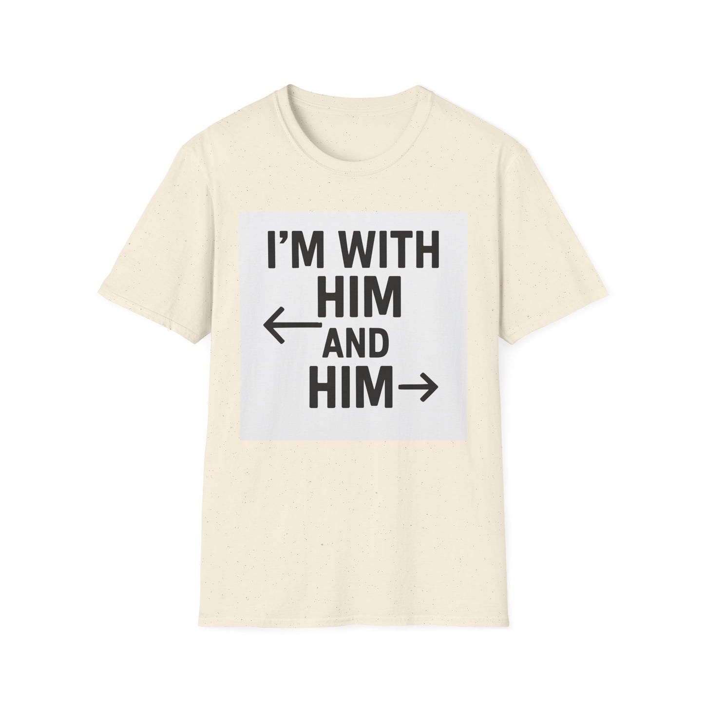 Unisex Pride T-Shirt - I'm With Him and Him, Poly and EMN Apparel