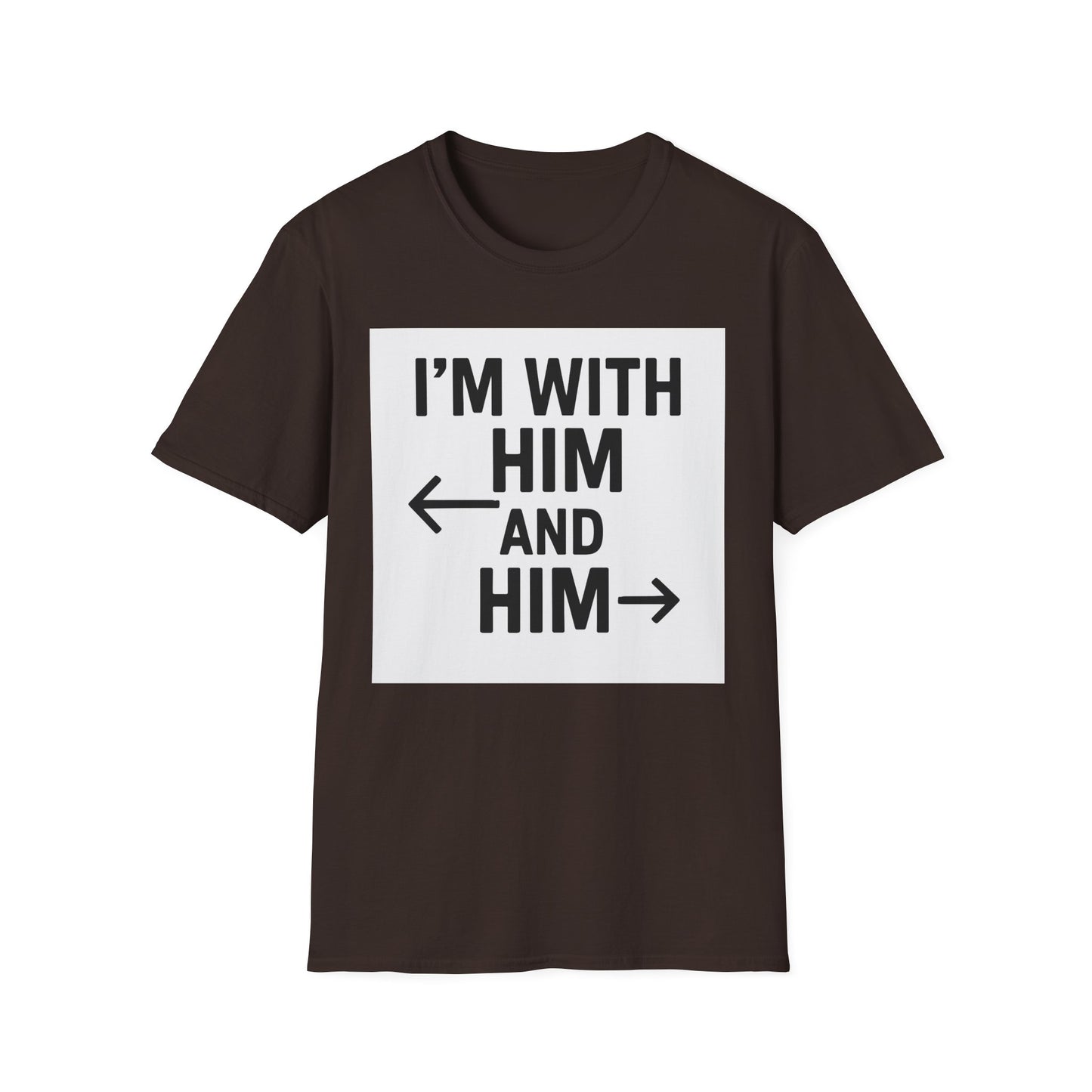 Unisex Pride T-Shirt - I'm With Him and Him, Poly and EMN Apparel