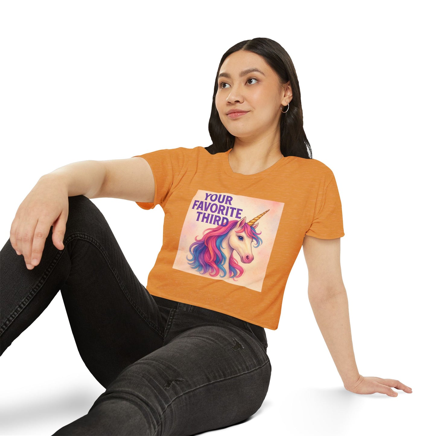 Your Favorite Third Crop Top β Funny Unicorn Poly Pride Womens Crop Top, Queer Whimsical Festival Shirt