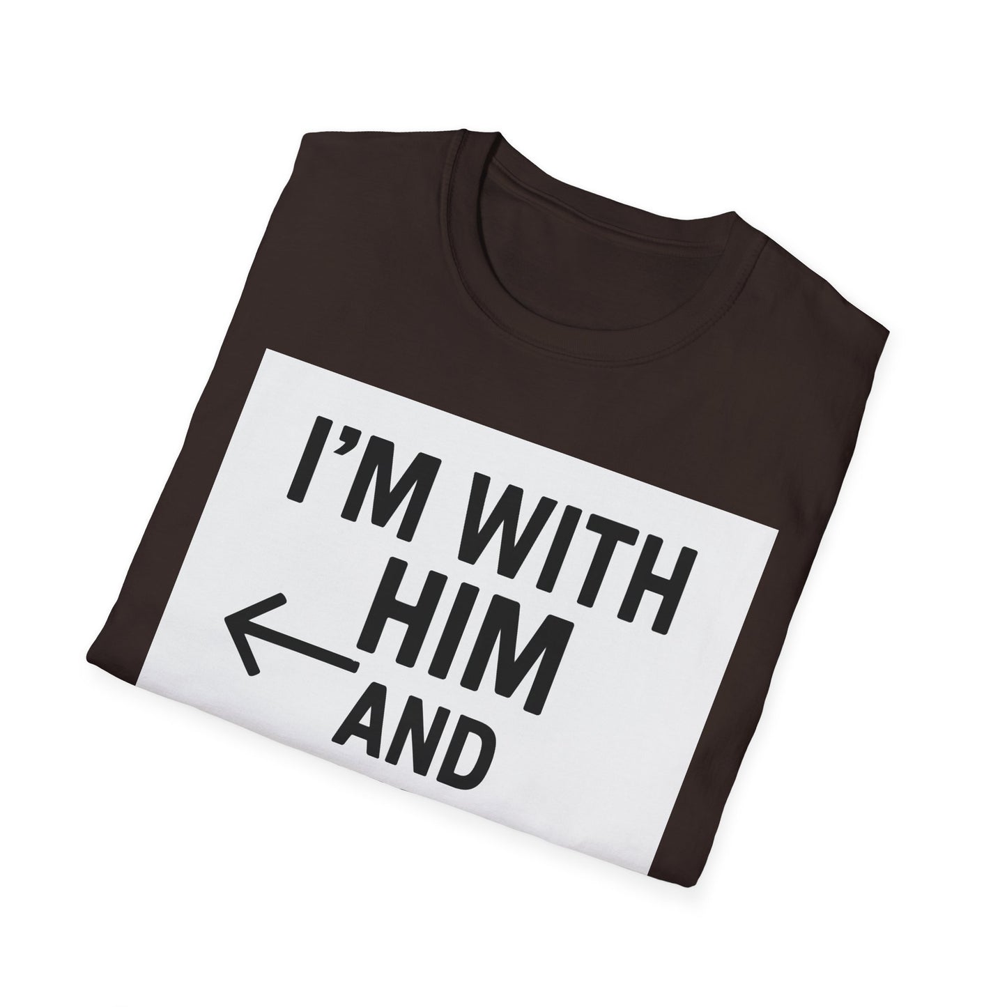 Unisex Pride T-Shirt - I'm With Him and Him, Poly and EMN Apparel