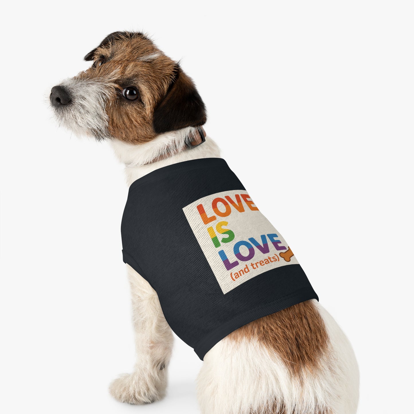 Rainbow Love Pet Tank Top, Funny Dog Shirt, LGBTQ+ Pet Apparel, Summer Dog Clothes, Comfortable Pet Wear, Pride Month Pet Outfit