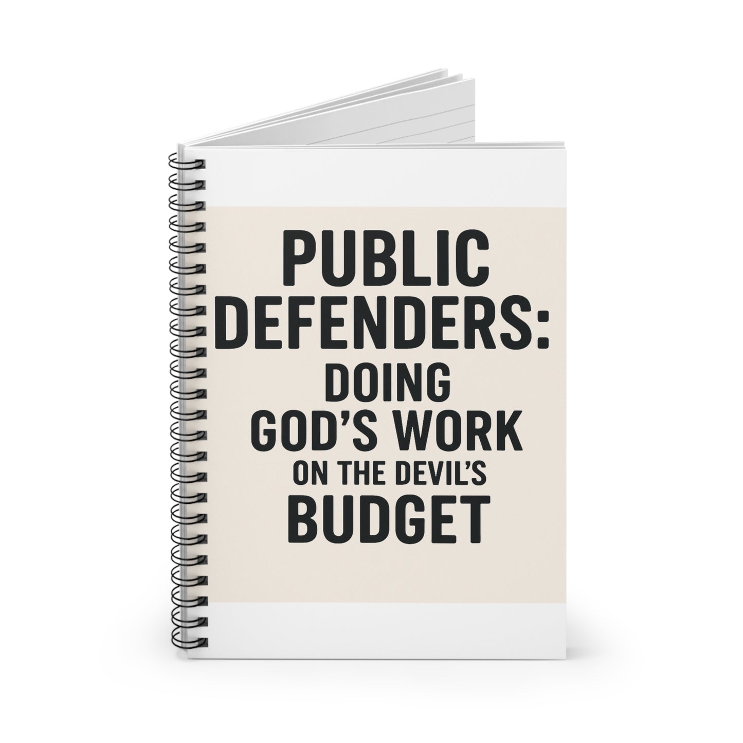 Public Defender Spiral Notebook, Motivational Journal, Legal Professional Gift, Office Supplies, Note-taking Notebook