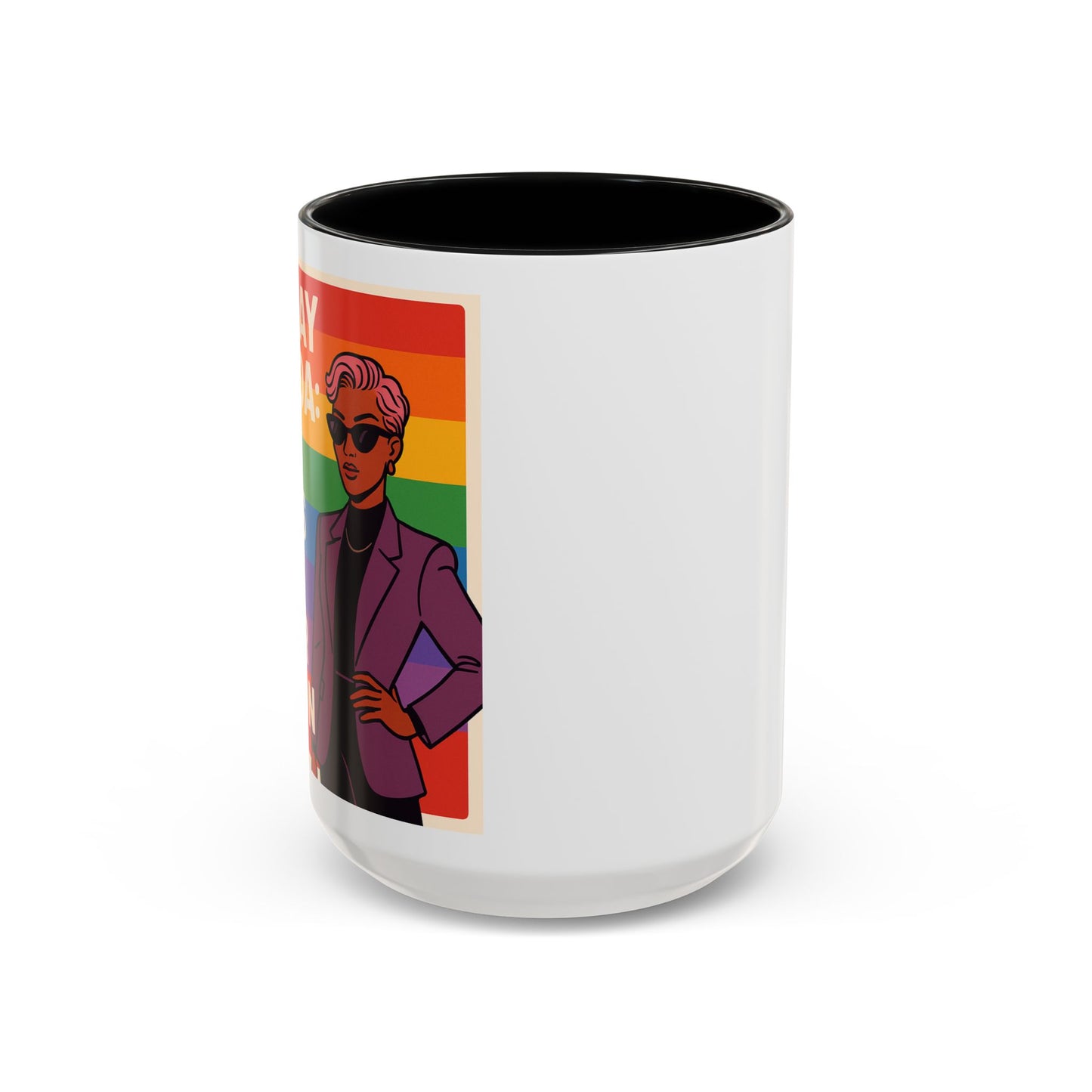Pride-Inspired Accent Coffee Mug, LGBTQ+ Gift, Rainbow Design, Unique Coffee Cup, Fun Mug for Pride Month, Inspirational Tea Mug