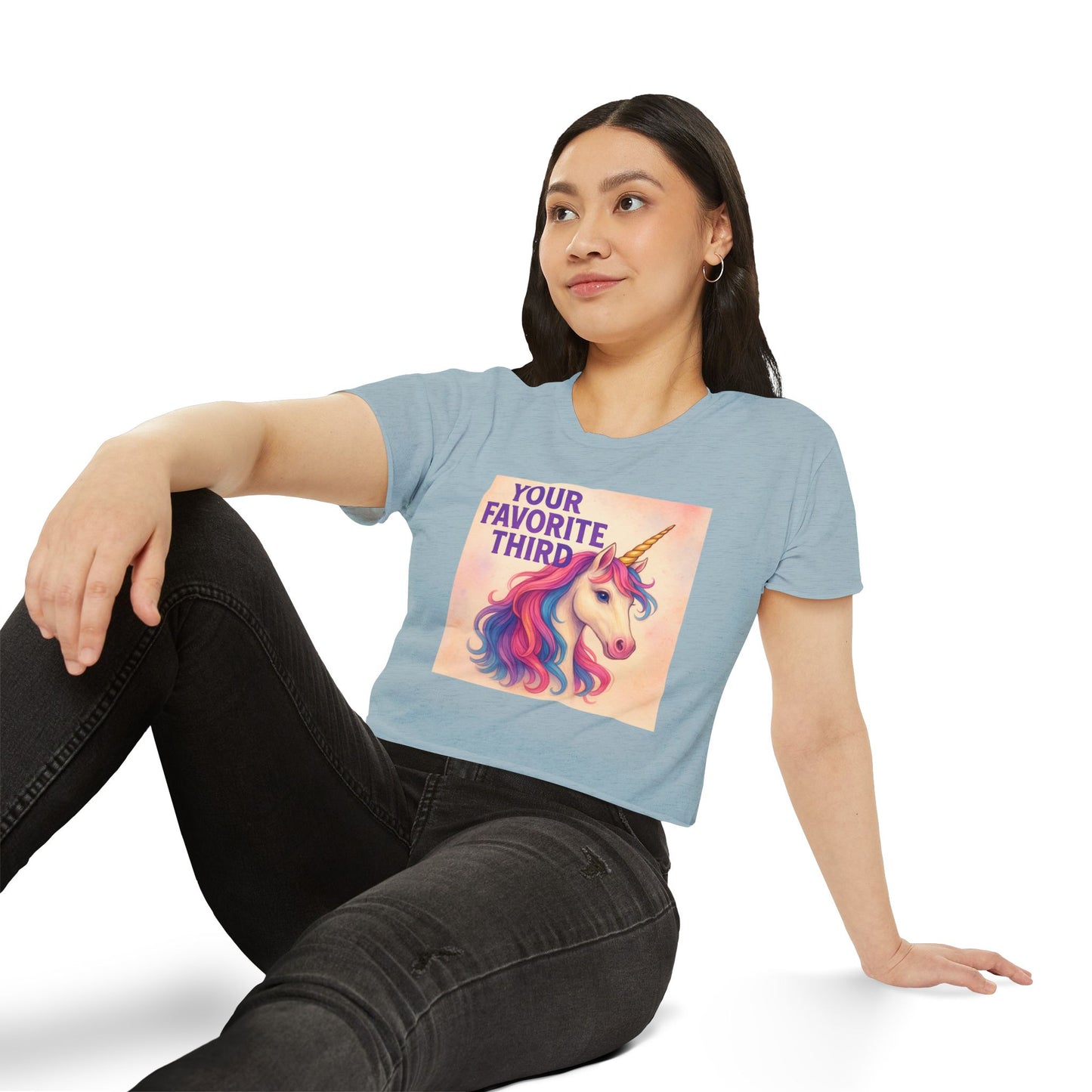Your Favorite Third Crop Top – Funny Unicorn Poly Pride Womens Crop Top, Queer Whimsical Festival Shirt