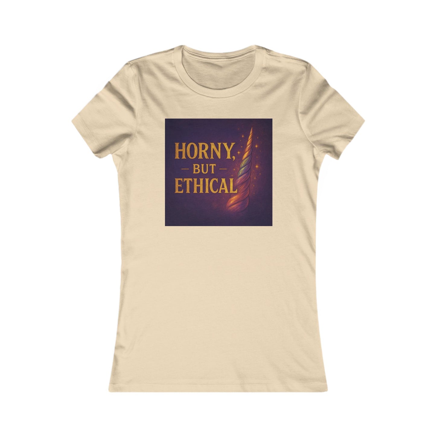 Horny But Ethical Shirt – Funny Unicorn Graphic Tee, Women’s Slim Fit Ethical Polyamory Pride Top, Consent & Queer Humor T-Shirt