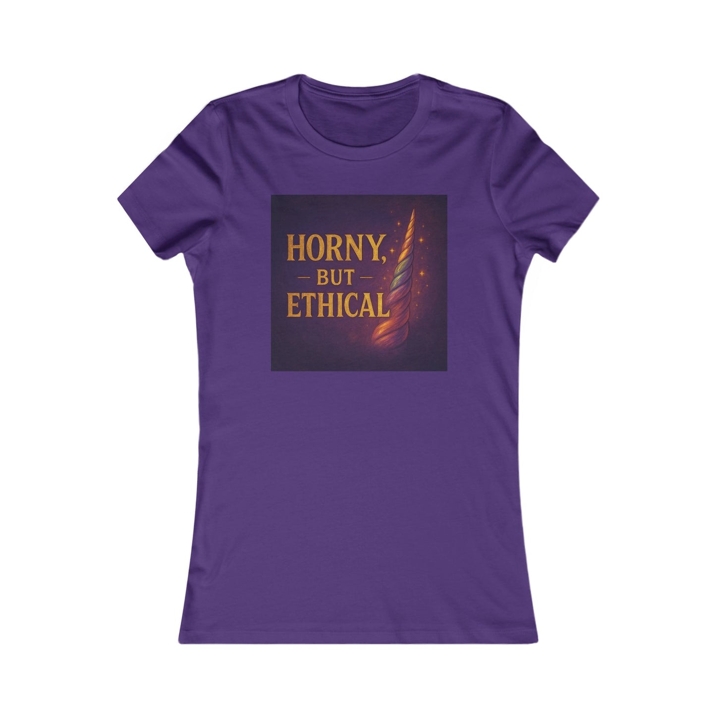 Horny But Ethical Shirt – Funny Unicorn Graphic Tee, Women’s Slim Fit Ethical Polyamory Pride Top, Consent & Queer Humor T-Shirt